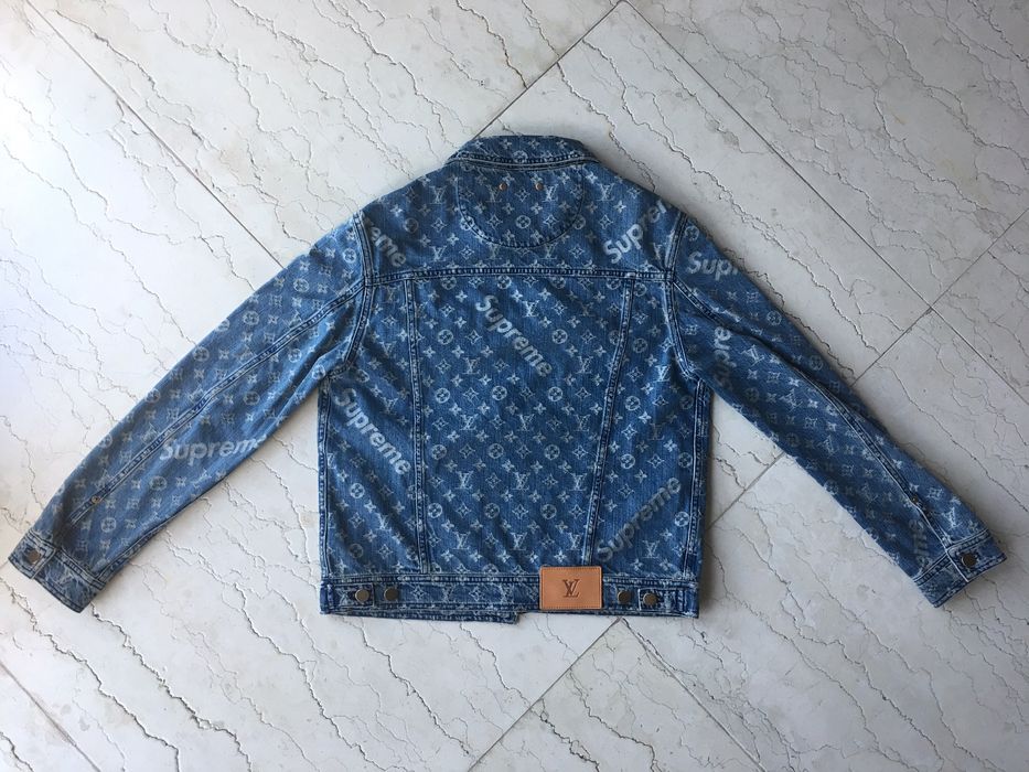 Supreme x Louis Vuitton Jacquard Denim Trucker Jacket 'Camo' sz 48, Men's  Fashion, Coats, Jackets and Outerwear on Carousell