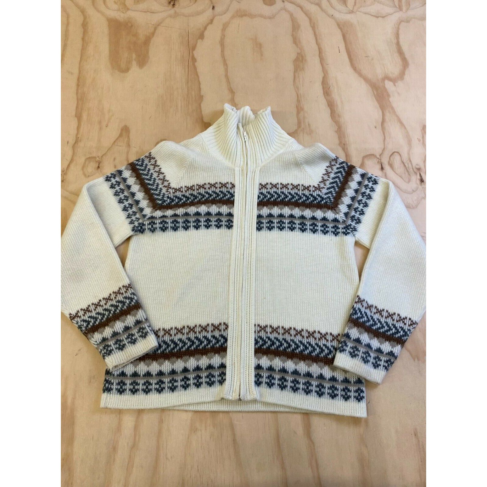 Vintage VTG DIMENSION BY MILFORD MEN LARGE ZIP GEOMETRIC CARDIGAN