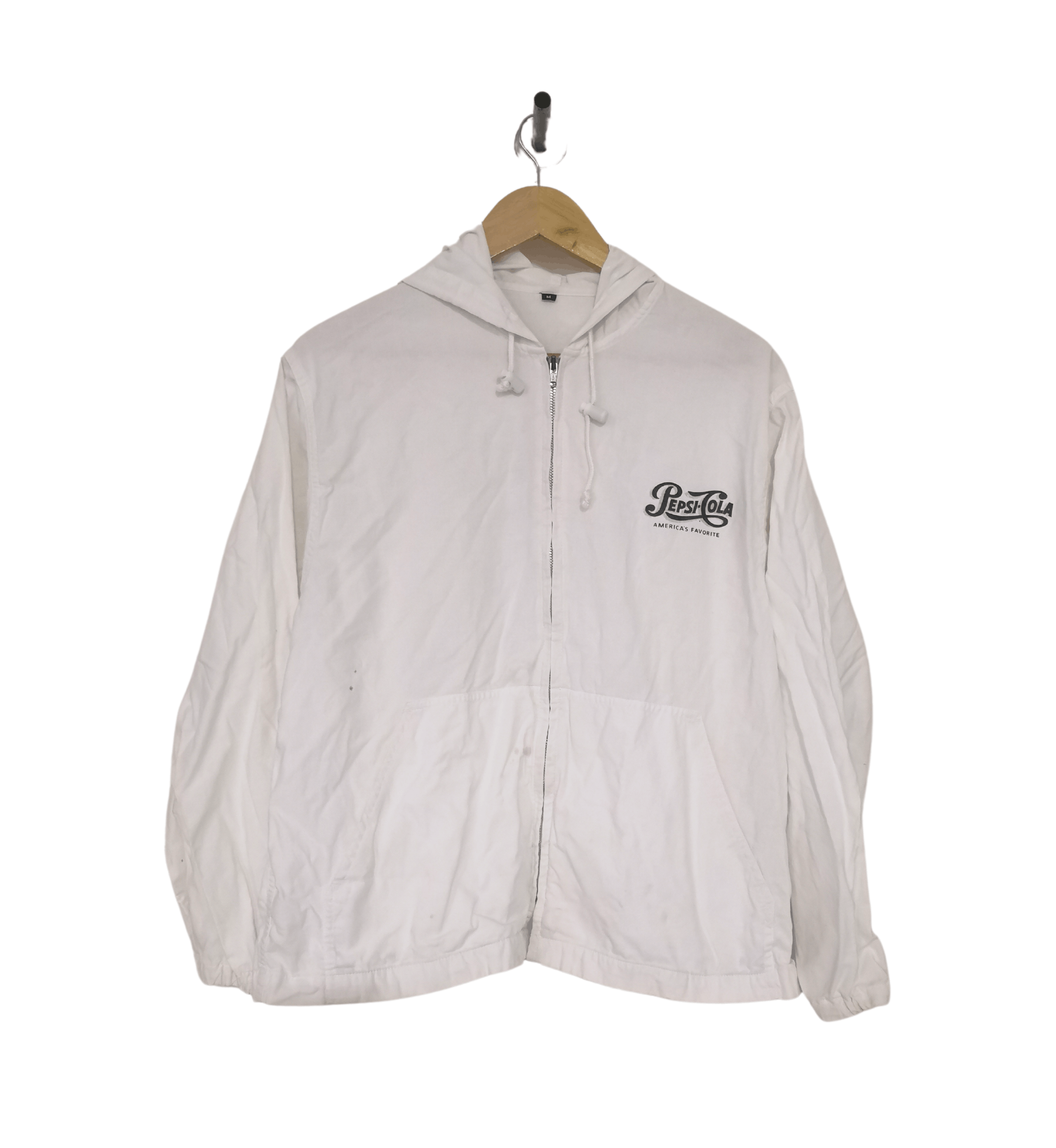 image of Vintage Pepsi Cola Hooded Jacket in White, Men's (Size Medium)