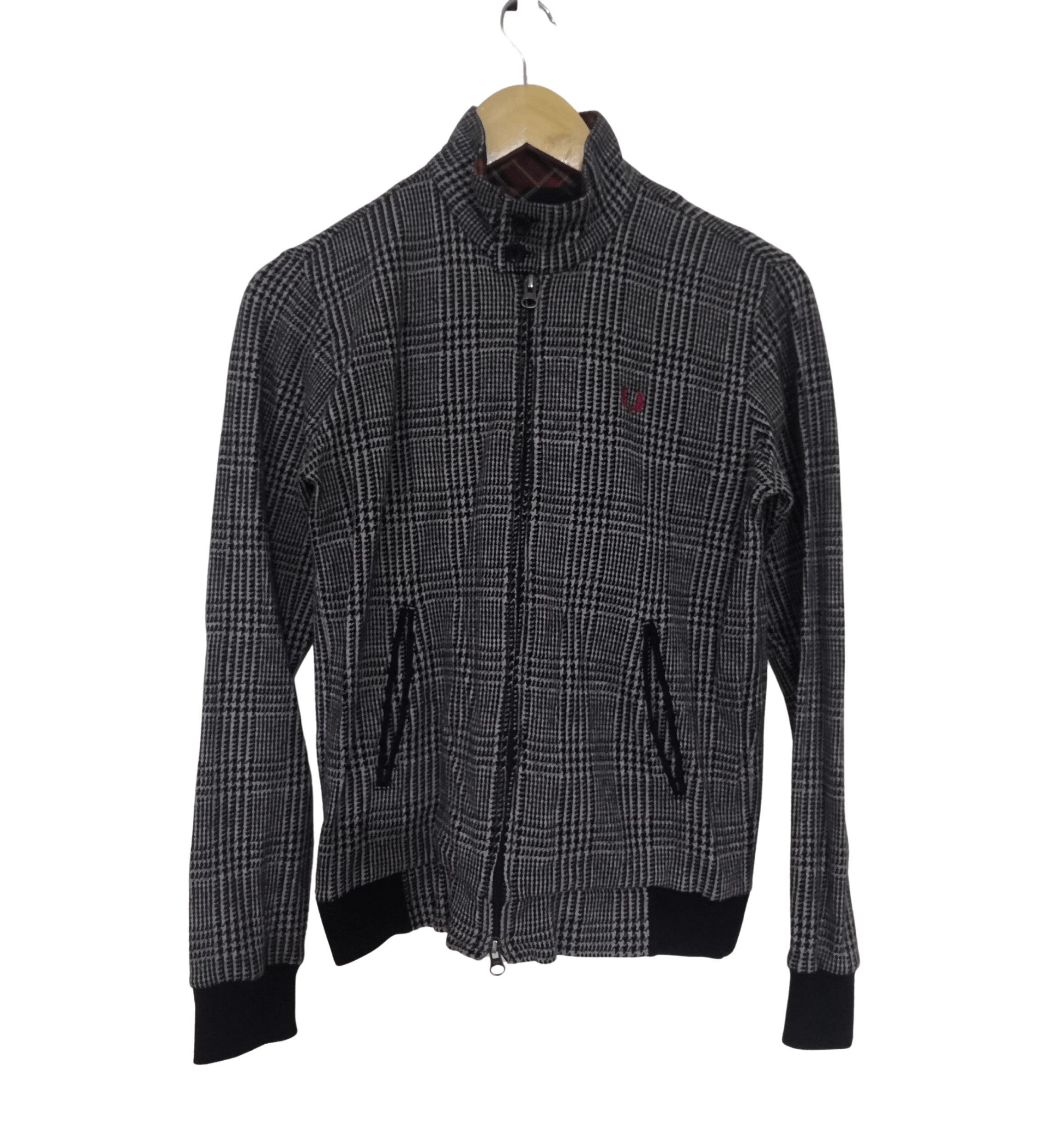 Image of Fred Perry Mens Zipper Jacket Checked Plaid (Size Small)