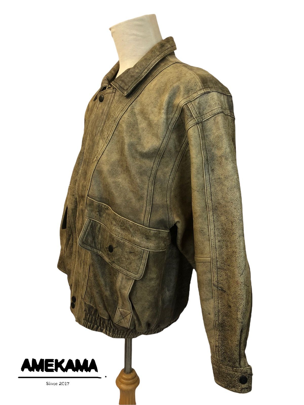 Designer × Genuine Leather Very Rare Luxury Wabi Sabi Leather Jacket Size US L / EU 52-54 / 3 - 1 Thumbnail