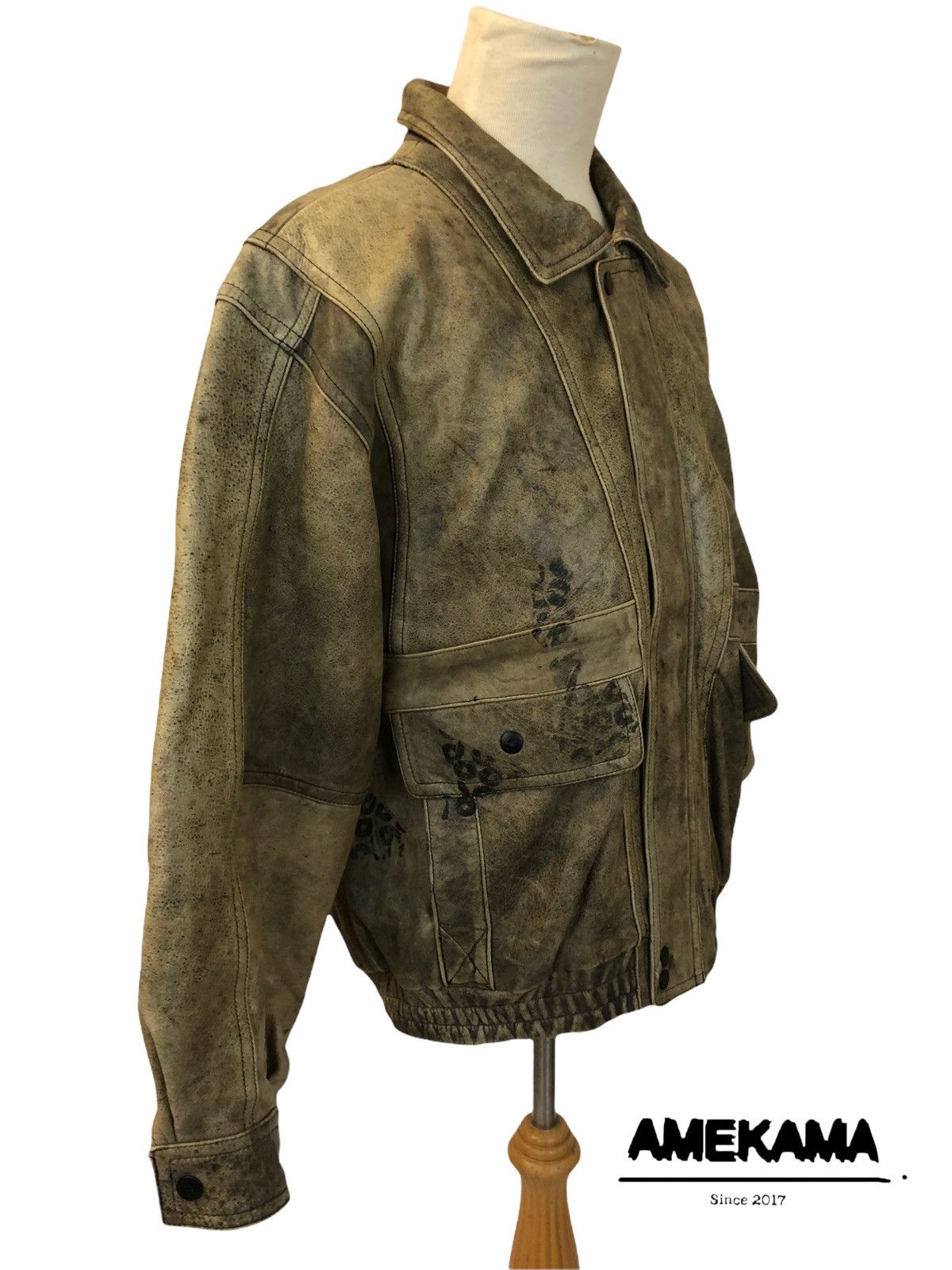 Designer × Genuine Leather Very Rare Luxury Wabi Sabi Leather Jacket Size US L / EU 52-54 / 3 - 2 Thumbnail