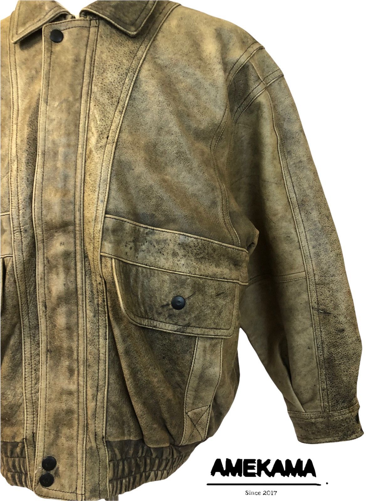 Designer × Genuine Leather Very Rare Luxury Wabi Sabi Leather Jacket Size US L / EU 52-54 / 3 - 8 Thumbnail