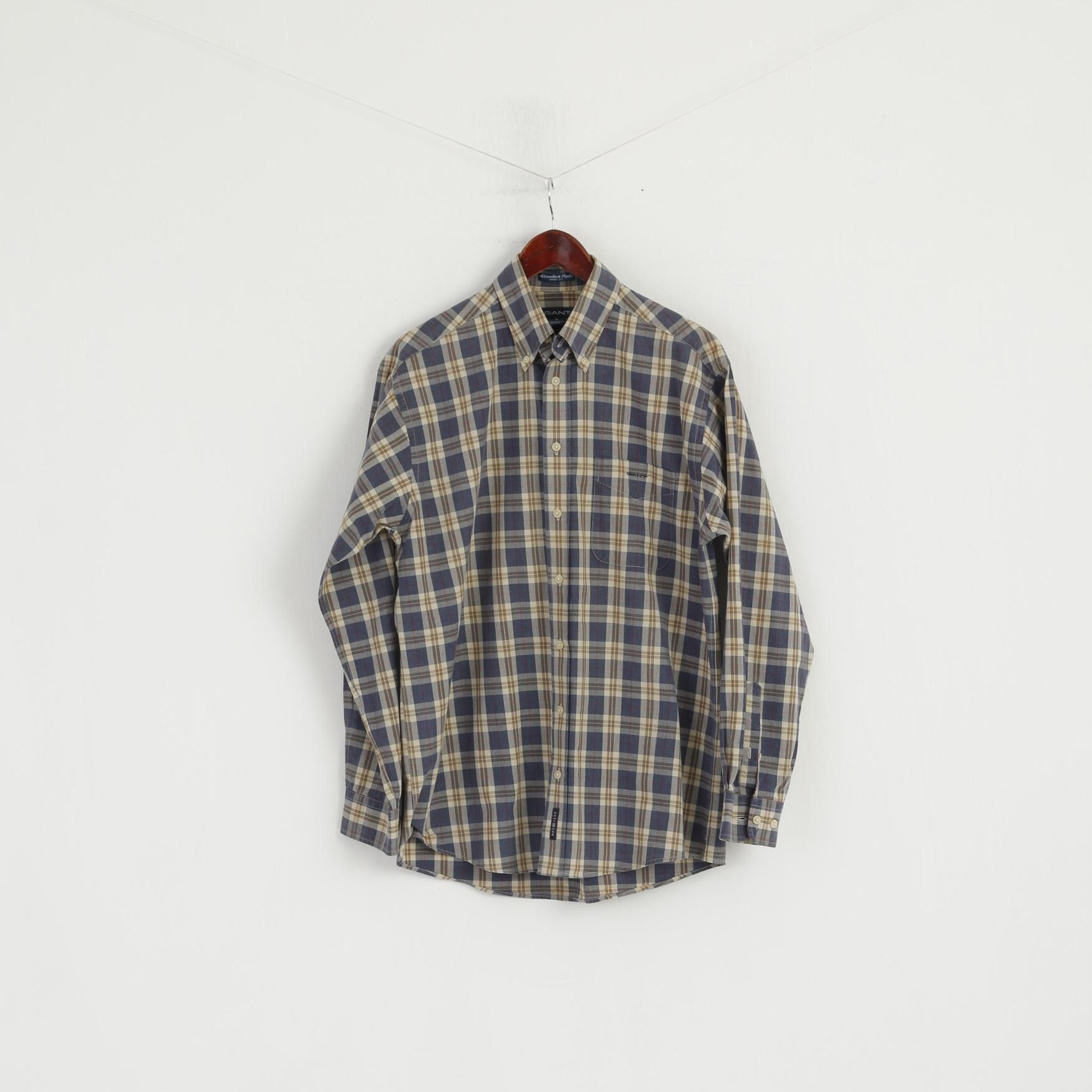 Gant Gant Men M Casual Shirt Blue Check Sport Fit 6321 Size US M / EU 48-50 / 2 - 2 Thumbnail