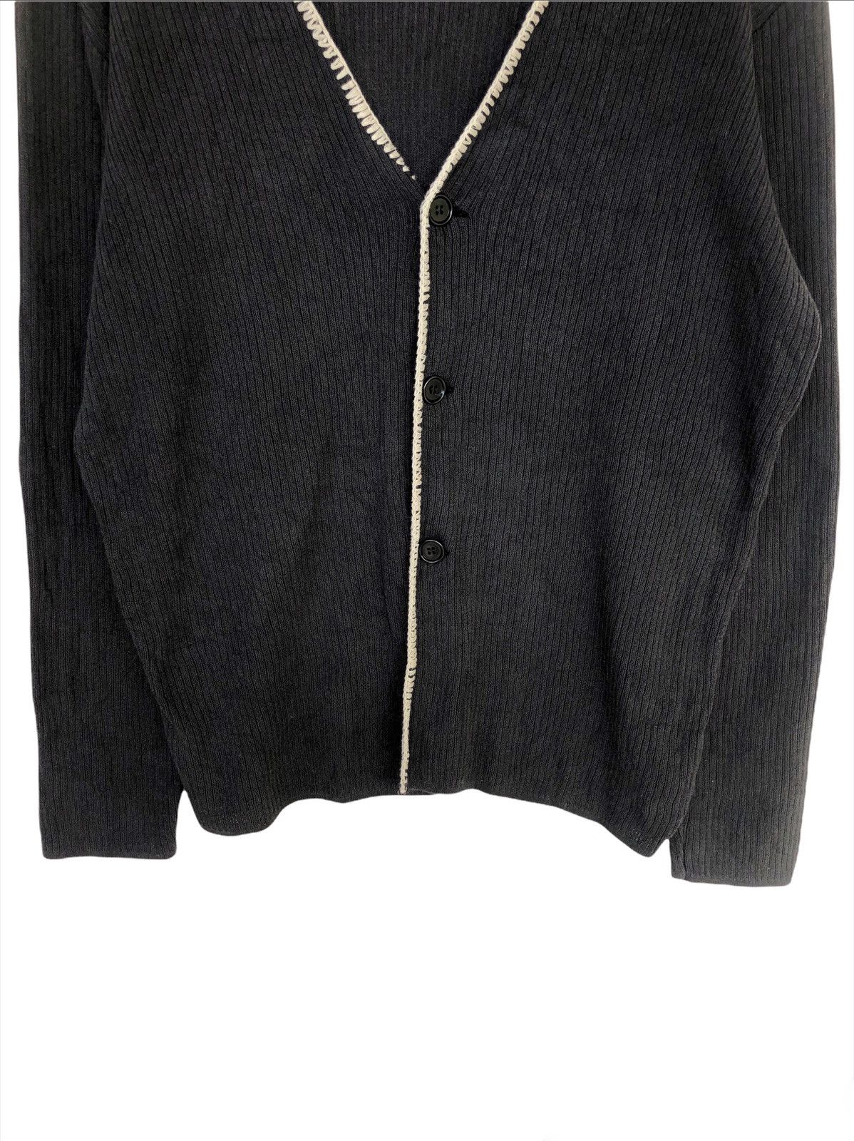 Emporio Armani 1990s Emporio Armani 🇮🇹 Made Cable Knit Waffle Cardigan Size US XL / EU 56 / 4 - 2 Thumbnail