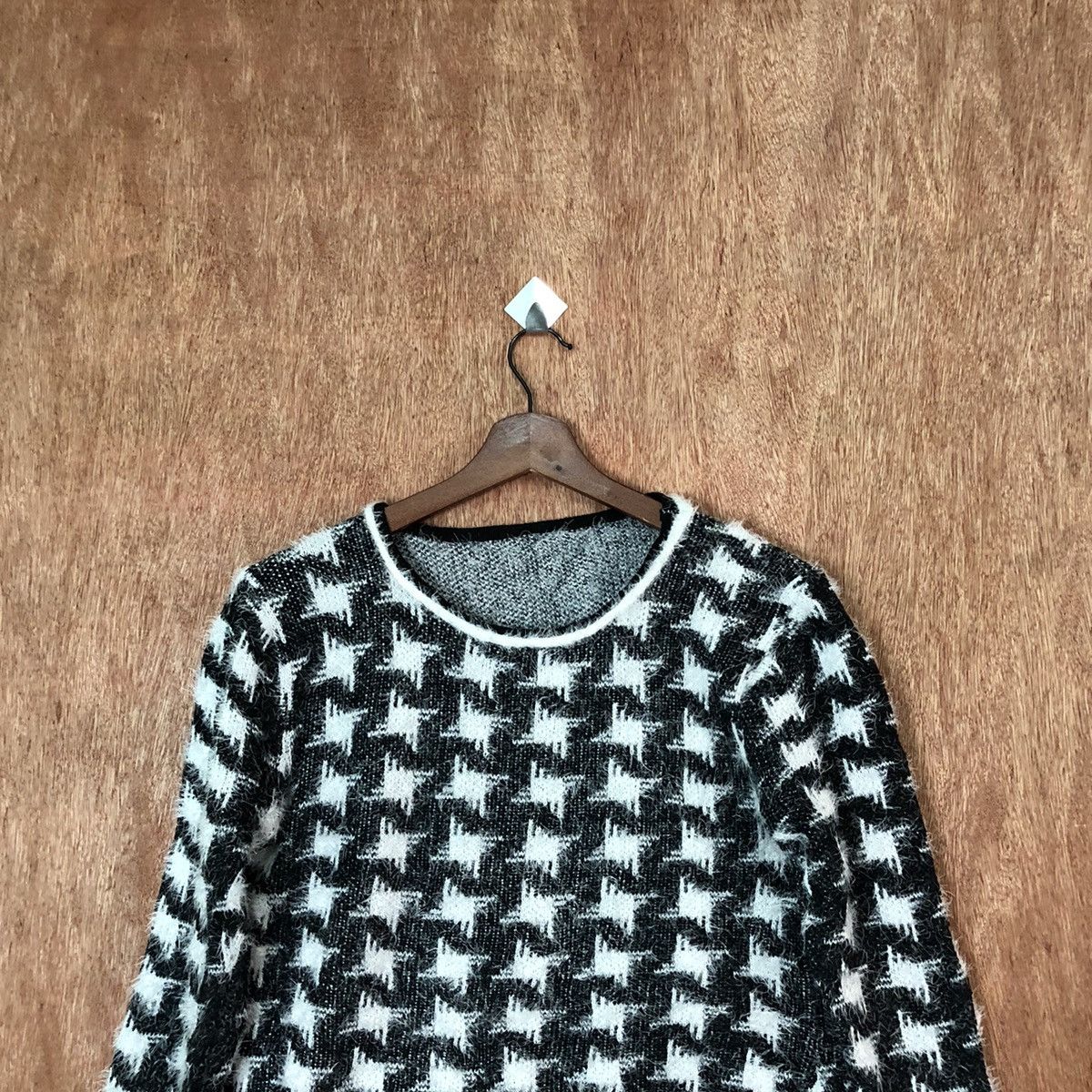 Homespun Knitwear Vera Valentino checkered Shaggy Fur Mohair Knitwear #6451 Size M / US 6-8 / IT 42-44 - 2 Thumbnail