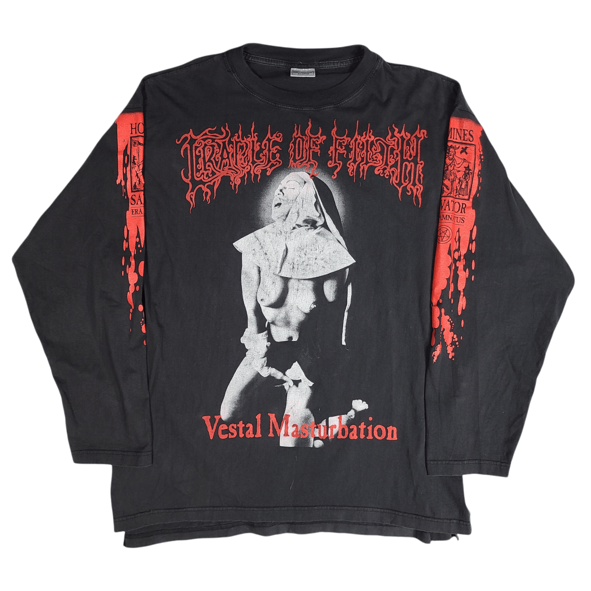 T-shirt Manches Longues Vintage 90s Cradle Of Filth Sadomasochist - Taille XL, Noir, Très Bon état