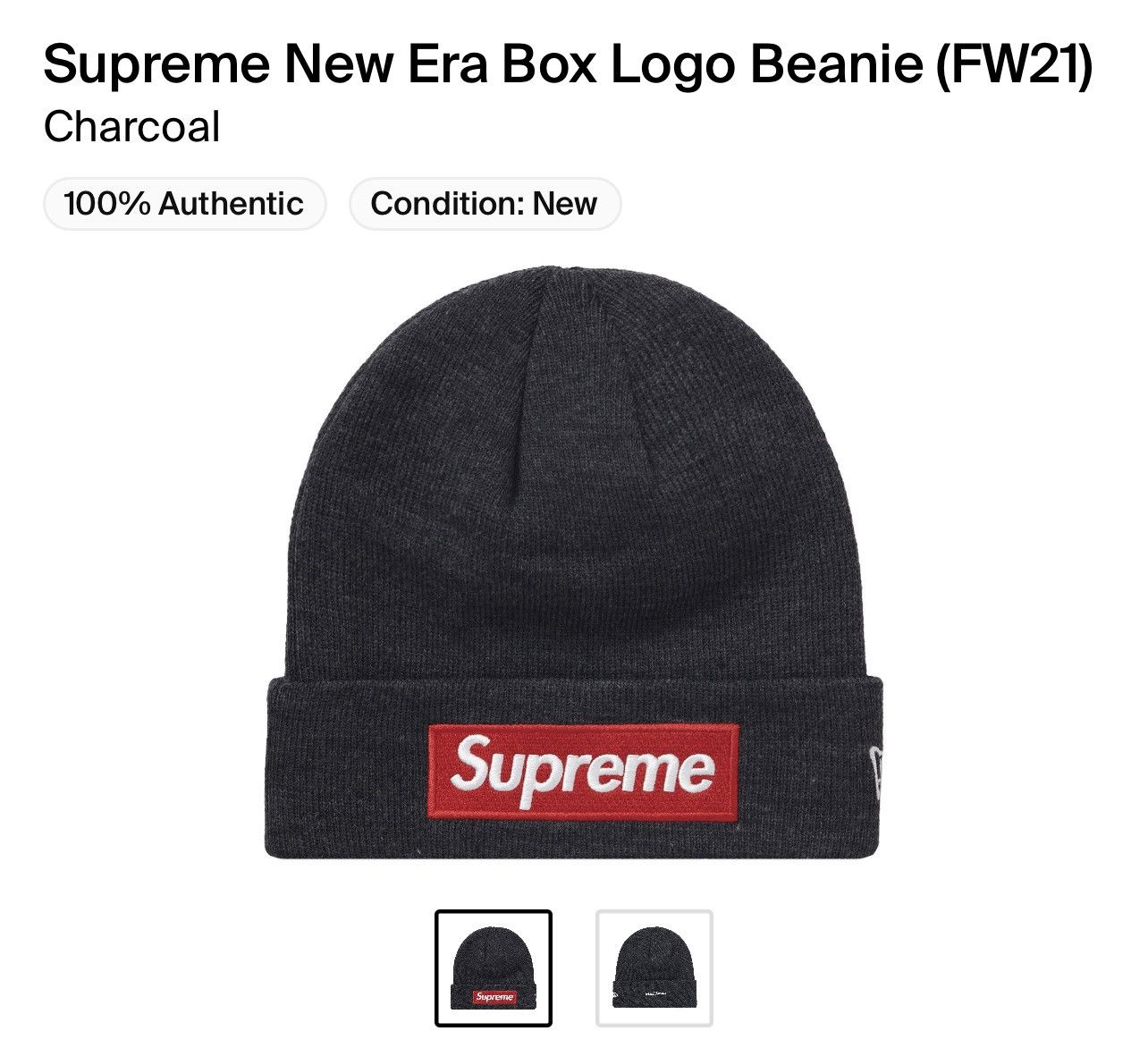 Supreme Box Logo Beanie Charcoal Supreme New Era Box Logo Beanie