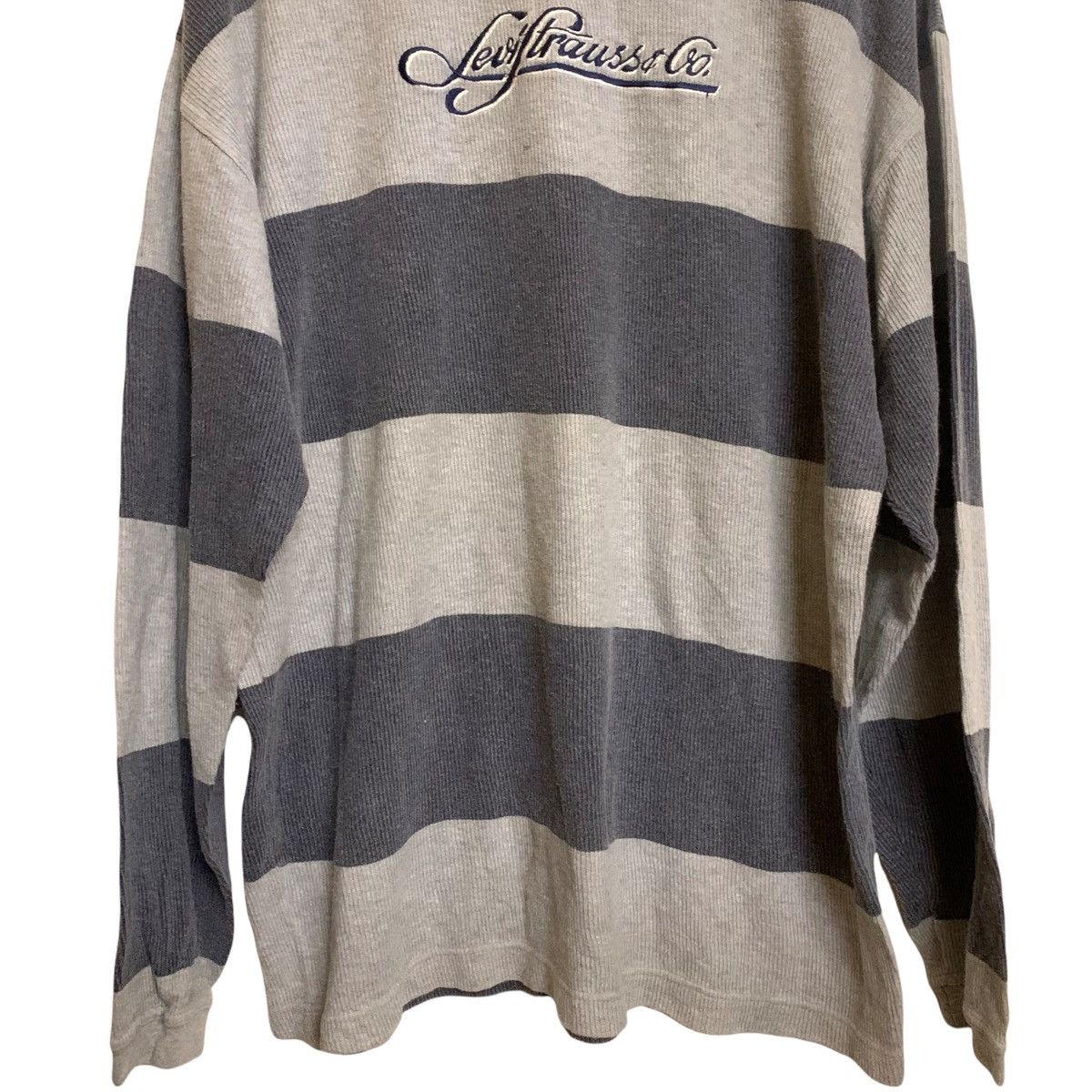Levi's × Vintage Vtg Levis Waffle Cotton Striped Border Sweatshirt Size US M / EU 48-50 / 2 - 3 Thumbnail
