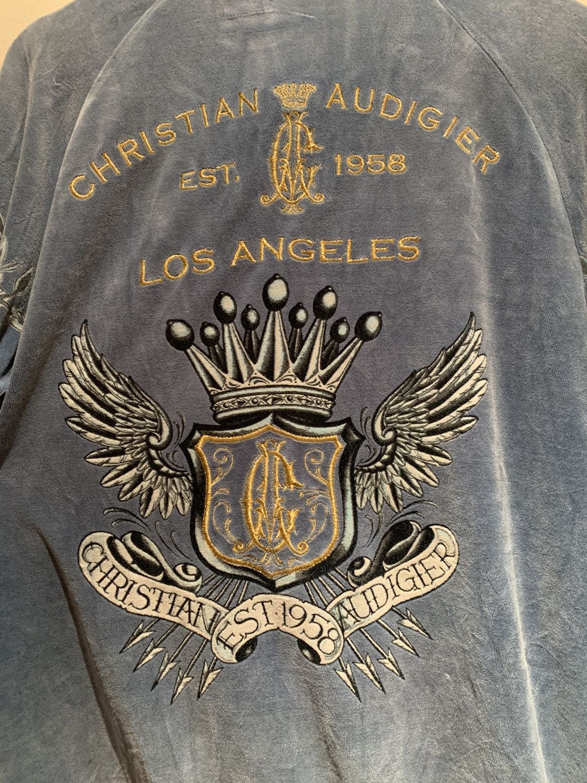 Christian Audigier × Ed Hardy × Vintage *RARE* Vintage Christian Audigier Velour Embroidered Jacket Size US L / EU 52-54 / 3 - 6 Thumbnail