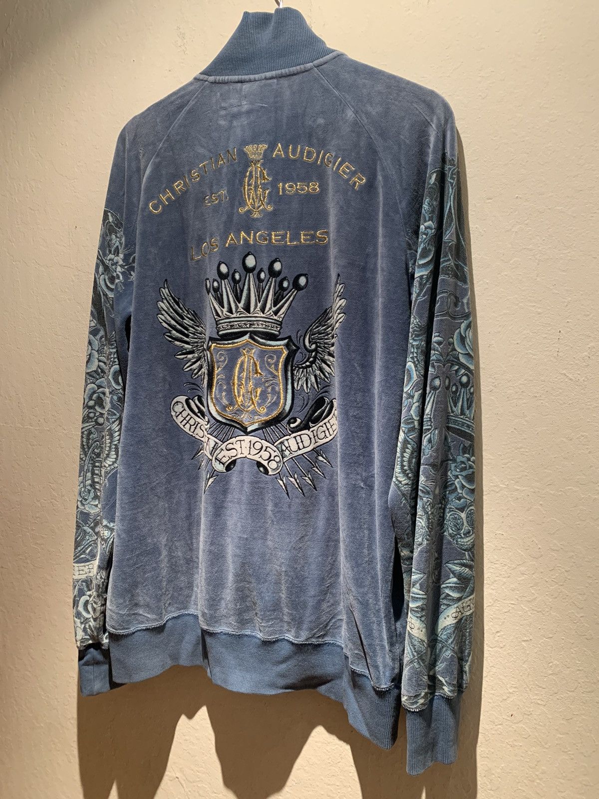 Christian Audigier × Ed Hardy × Vintage *RARE* Vintage Christian Audigier Velour Embroidered Jacket Size US L / EU 52-54 / 3 - 2 Thumbnail