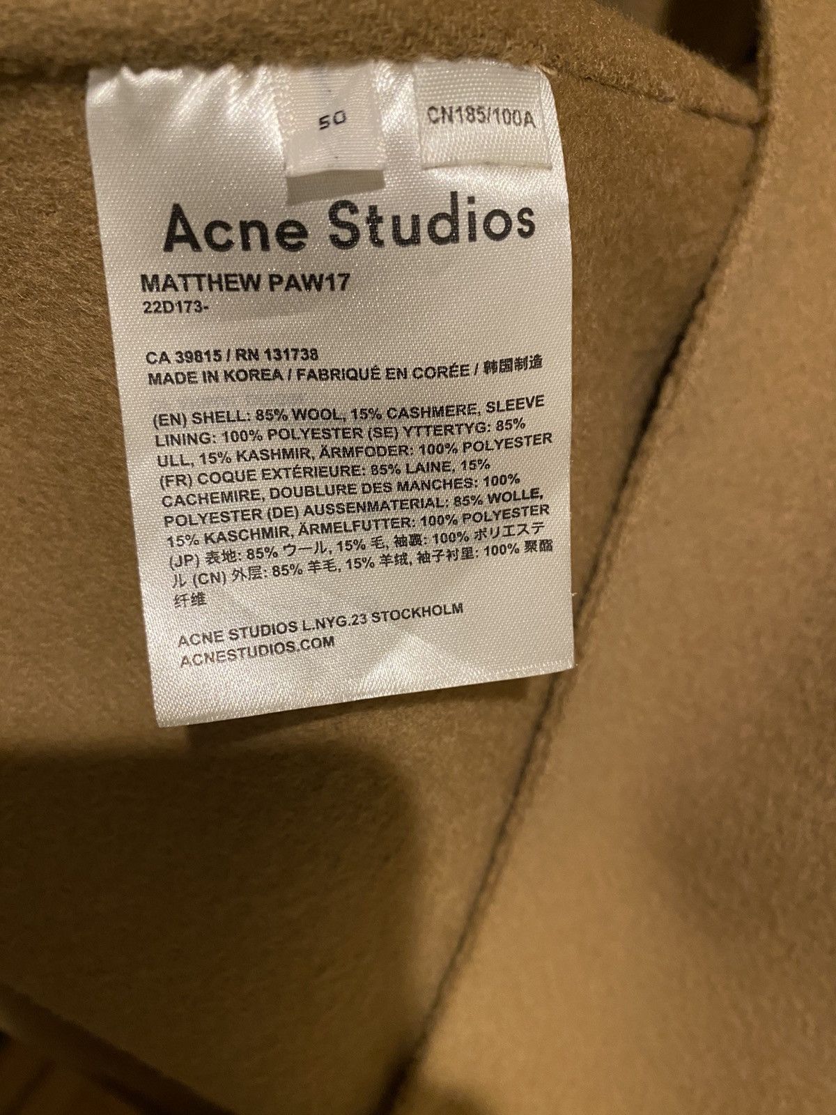 Acne Studios Acne Matthew PAW17 Coat | Grailed