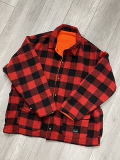 Woolrich Shirt Jacket Mens Medium Brawny Shacket Red Black Plaid Flannel  Thick in 2024