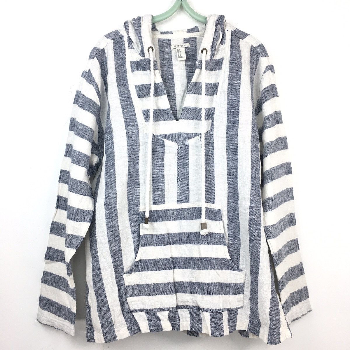 Forever 21 Stripe White Gray Hoodies