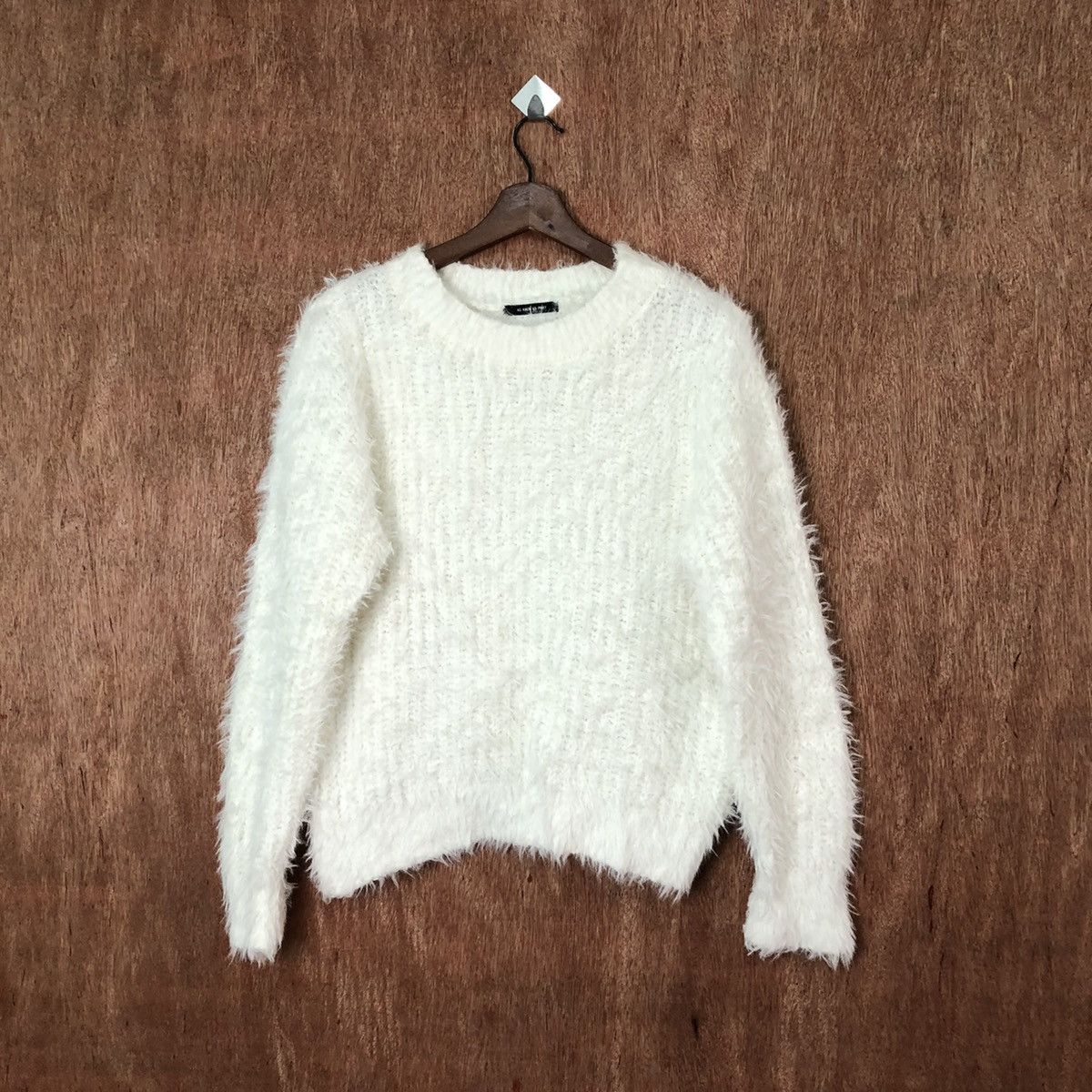image of Homespun Knitwear As Know As Pinky Shag Shaggy Fur Mohair Knitwear 6456 in White (Size Medium)