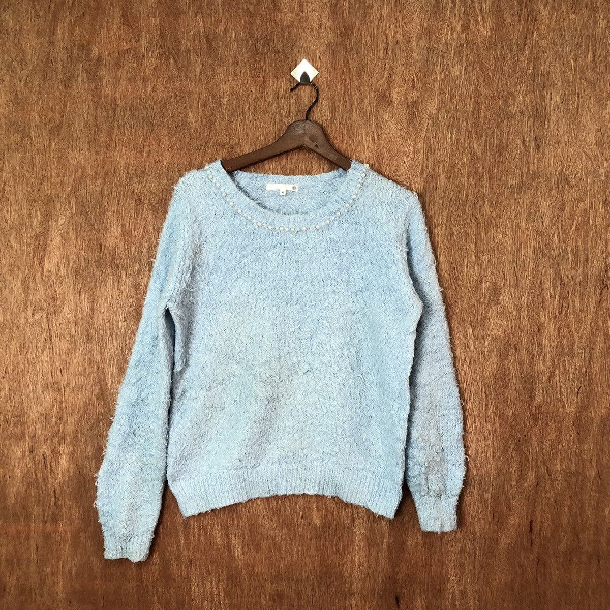 image of Aran Isles Knitwear Shagy Shaggy Fur Mohair Knitwear 6431 in Blue (Size Medium)