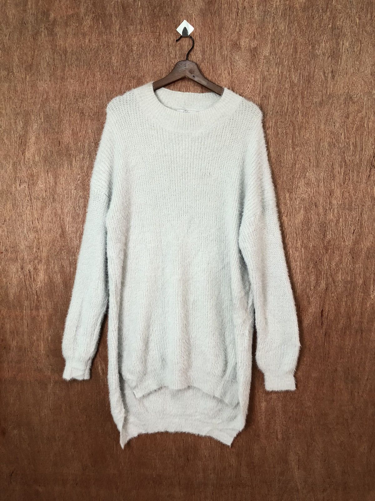 image of Homespun Knitwear Color Long Shag Shaggy Fur Mohair Knitwear 6432 in Grey, Men's (Size Large)