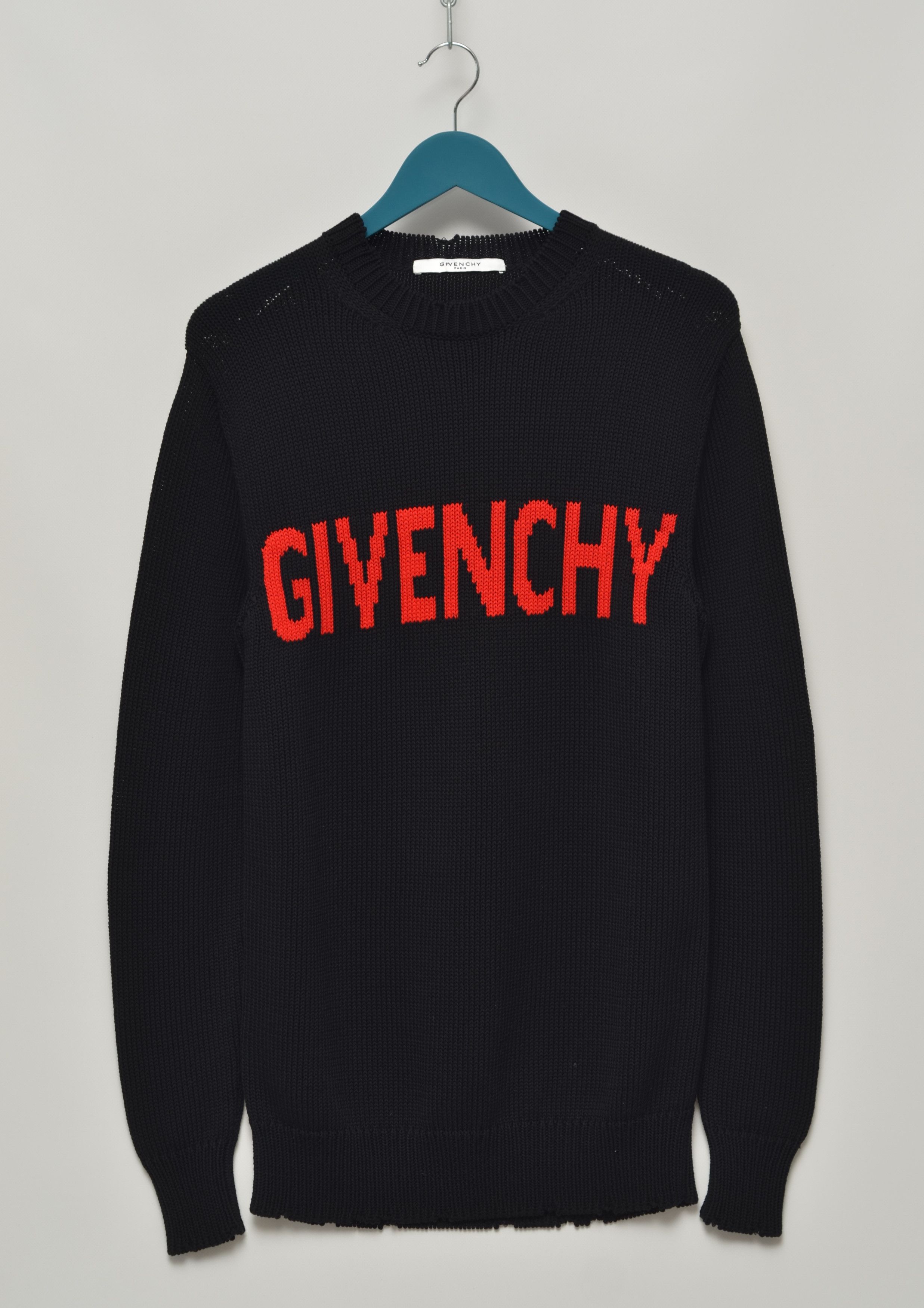 GIVENCHY Paris Distressed Knitted Sweater Made in Italy