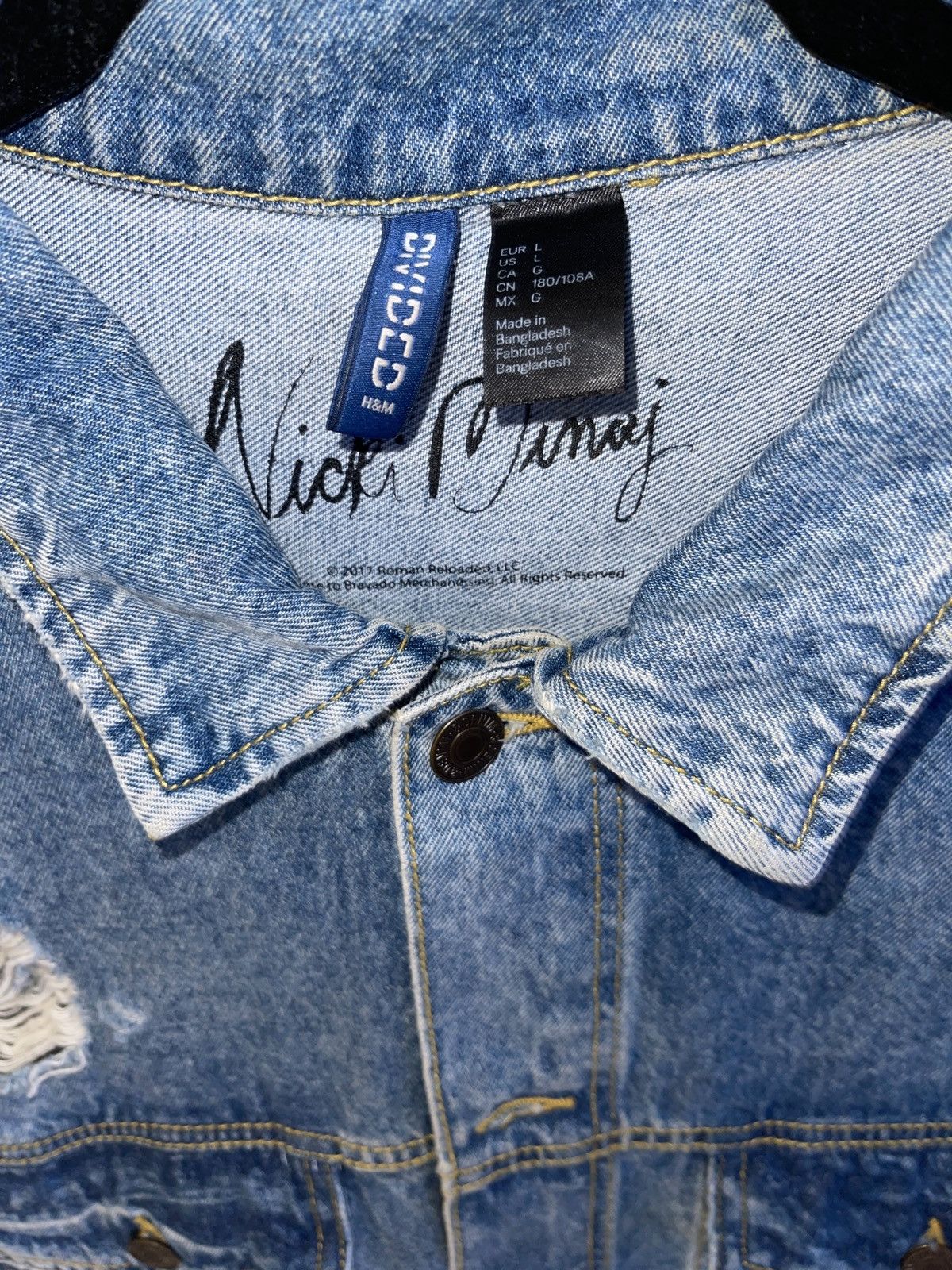 H M H M x Nicki Minaj Distressed Denim Jacket Grailed