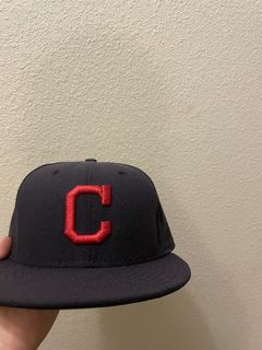 Vegas Gold Cleveland Indians Navy Blue Visor Red Bottom 100 Seasons Side Patch 59FIFTY Fitted 75⁄8