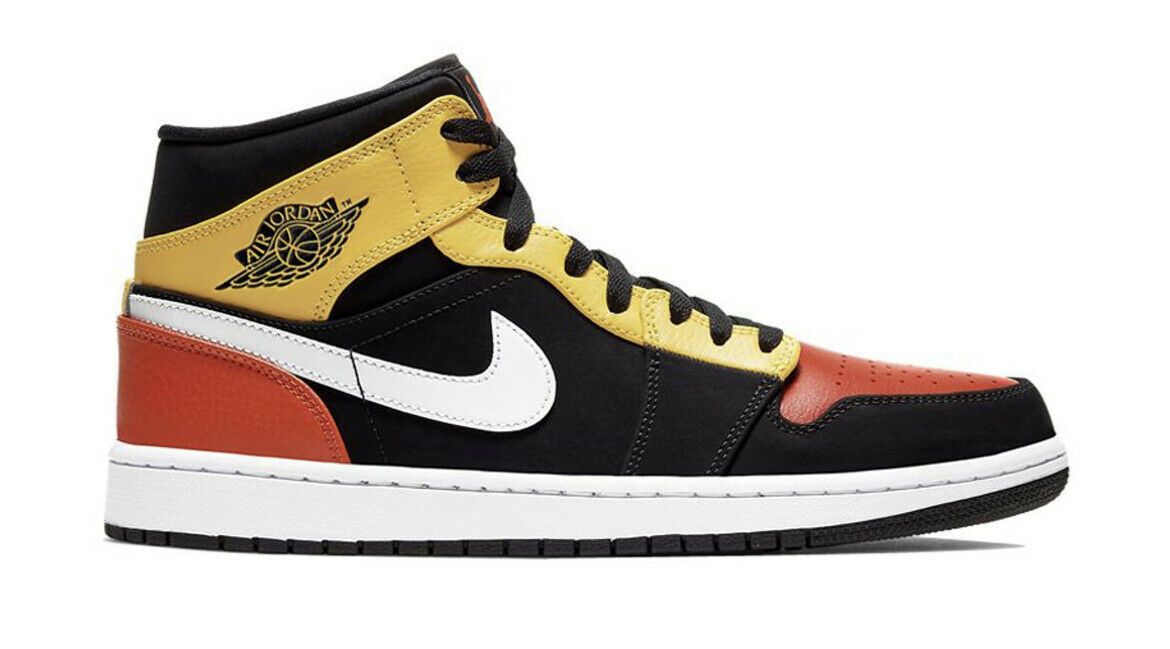 Nike Nike Air Jordan 1 Mid SE Black Team Orange Amarillo Size US 11 / EU 44 - 3 Thumbnail