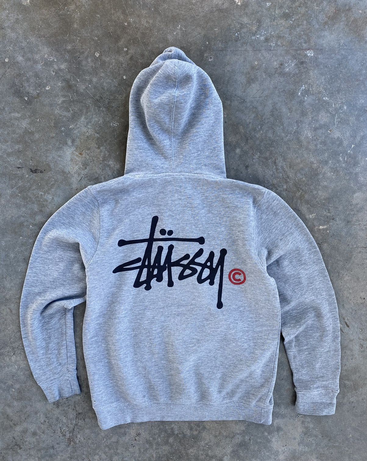 Vintage Stussy Classic Logo Hoodie Grey Small 🧊❄️ Skate Tribe
