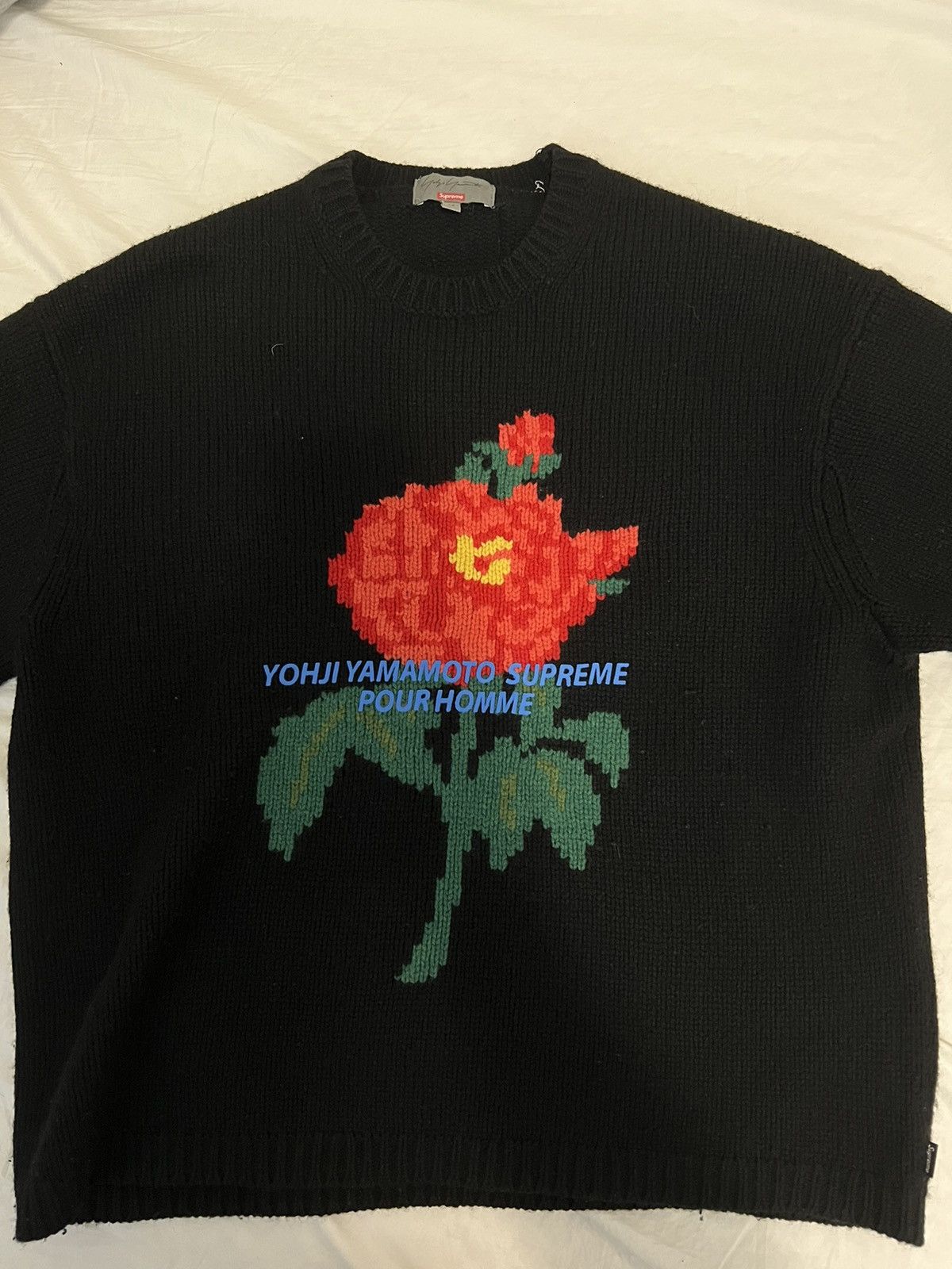 Supreme Supreme x Yohji Yamamoto Flower Sweater size M | Grailed