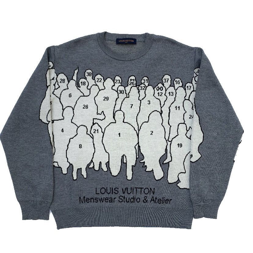 Louis Vuitton Louis Vuitton Grey Studio Jacquard Crewneck Sweater