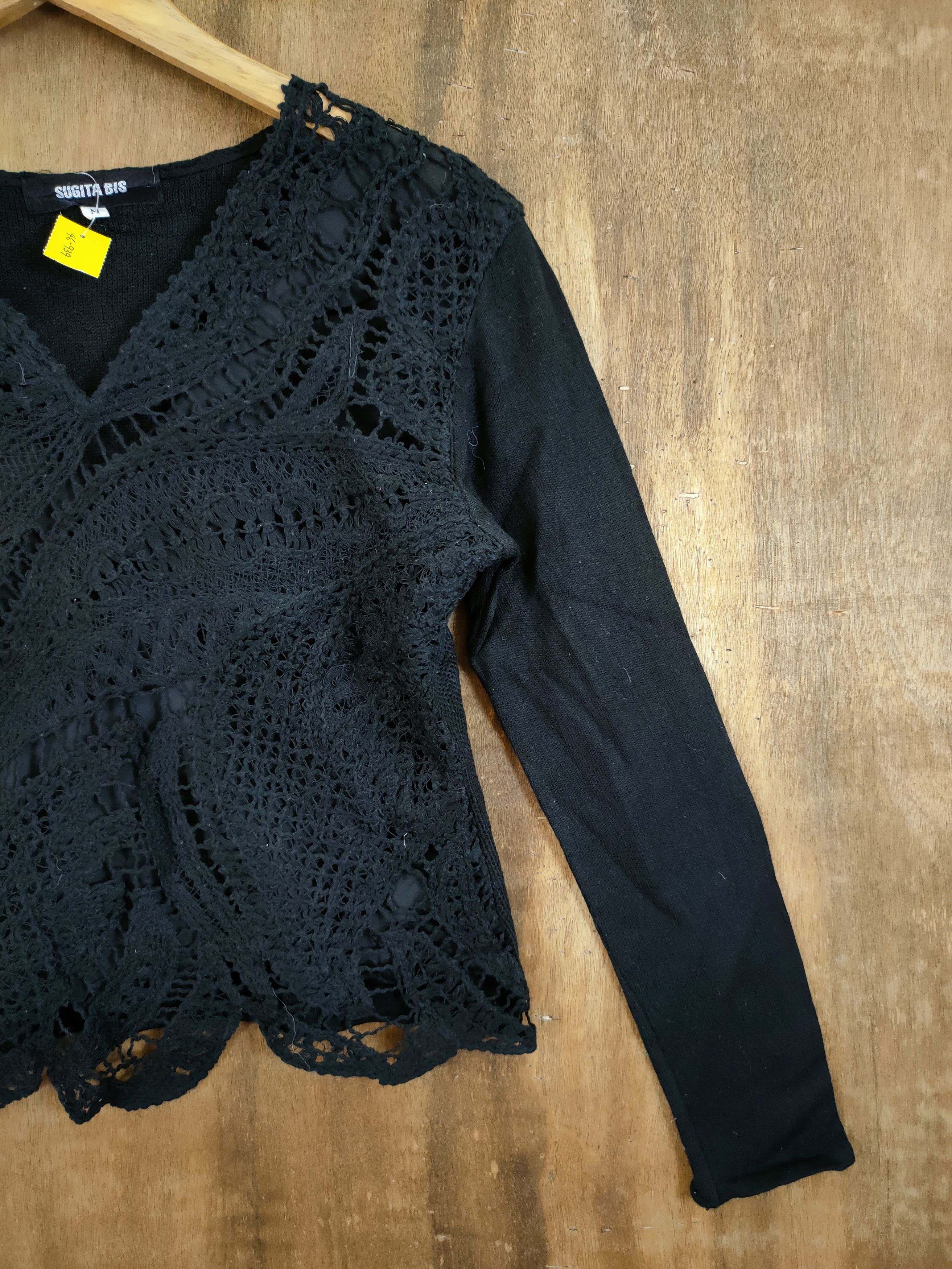 Homespun Knitwear D Sugita Bis knitwear meshnet japan vintage black #46-939 Size S / US 4 / IT 40 - 3 Thumbnail