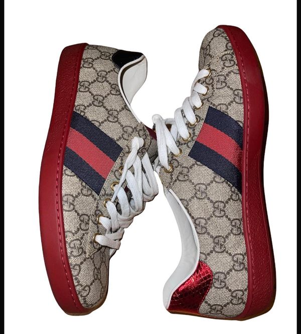 Gucci sneakers red on sale sole