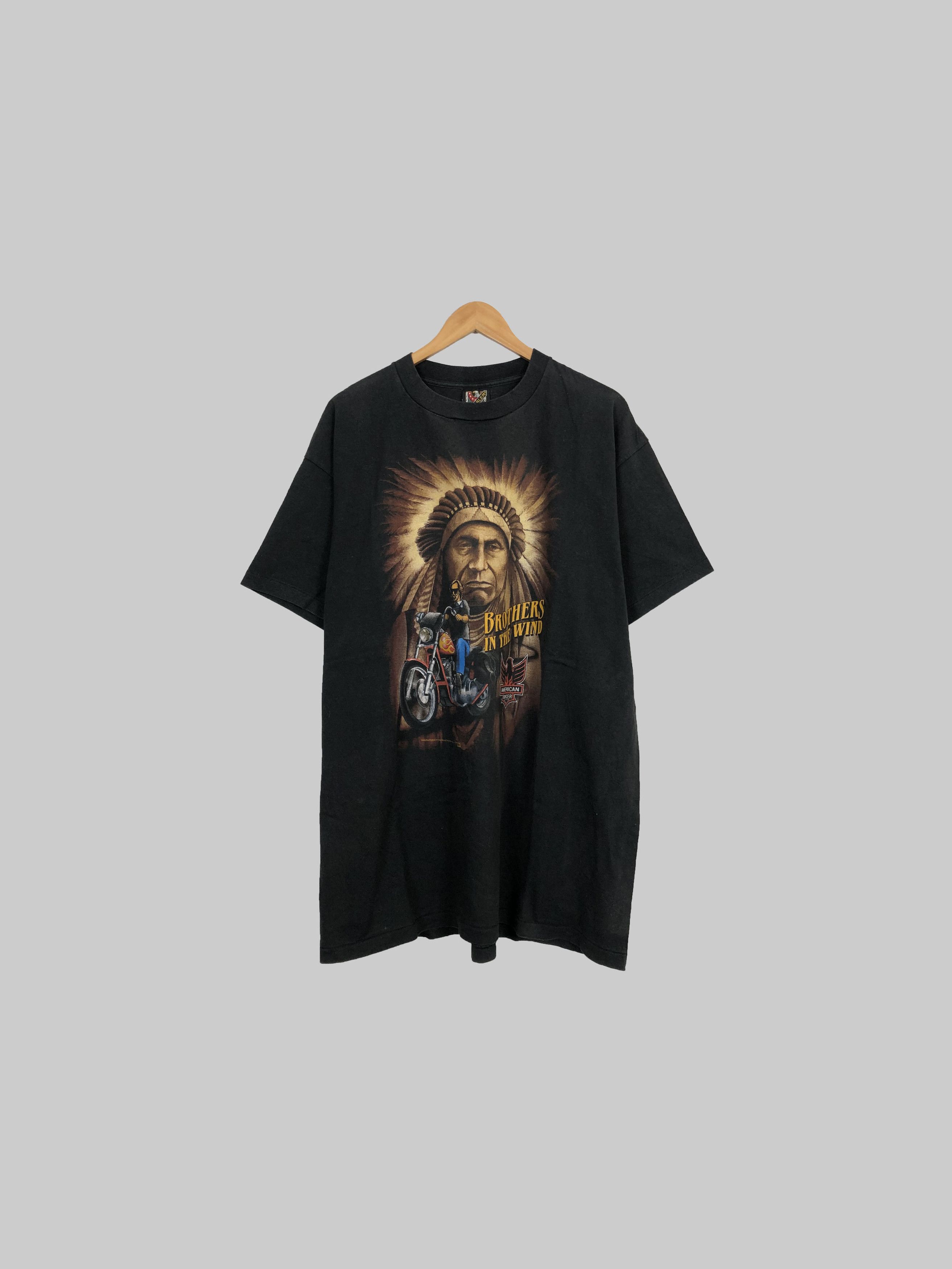 Harley Davidson Vintage 90s 3D Emblem Brothers in the Wind Indian Size US XL / EU 56 / 4 - 1 Thumbnail