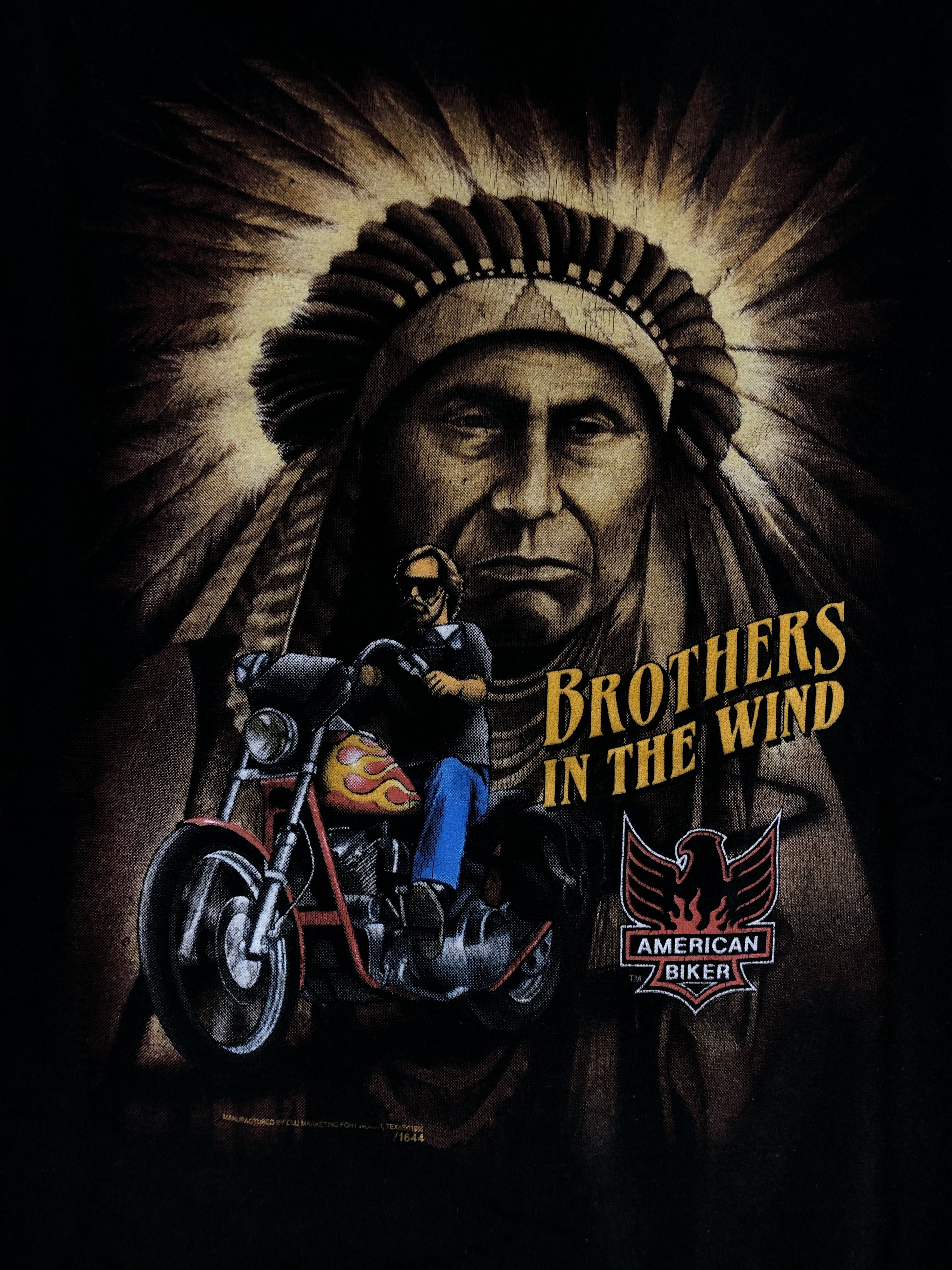 Harley Davidson Vintage 90s 3D Emblem Brothers in the Wind Indian Size US XL / EU 56 / 4 - 3 Thumbnail