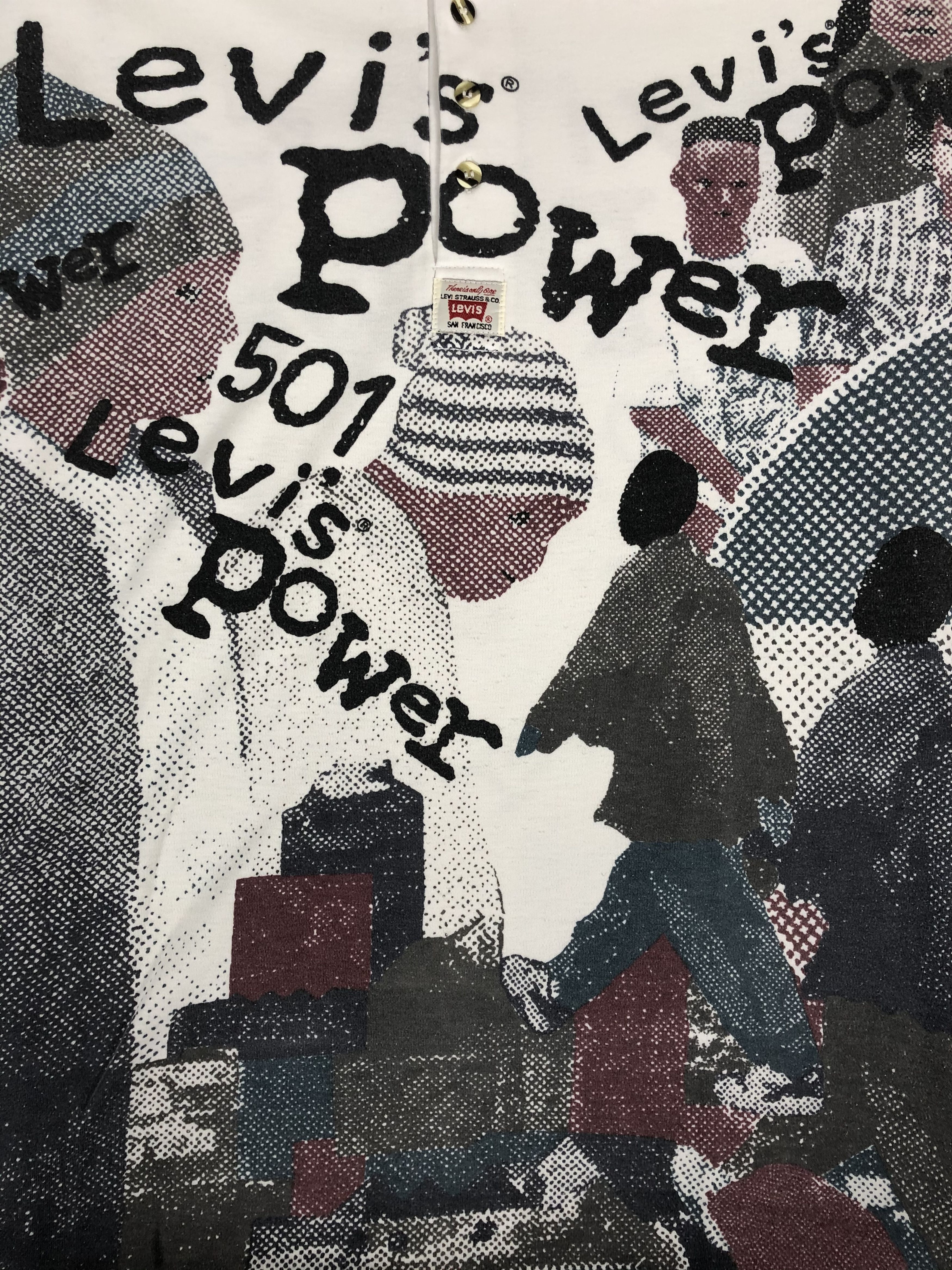 Levi's Vintage 90s Levi's 501 Power Print All Over Me t-shirt Size US L / EU 52-54 / 3 - 4 Thumbnail