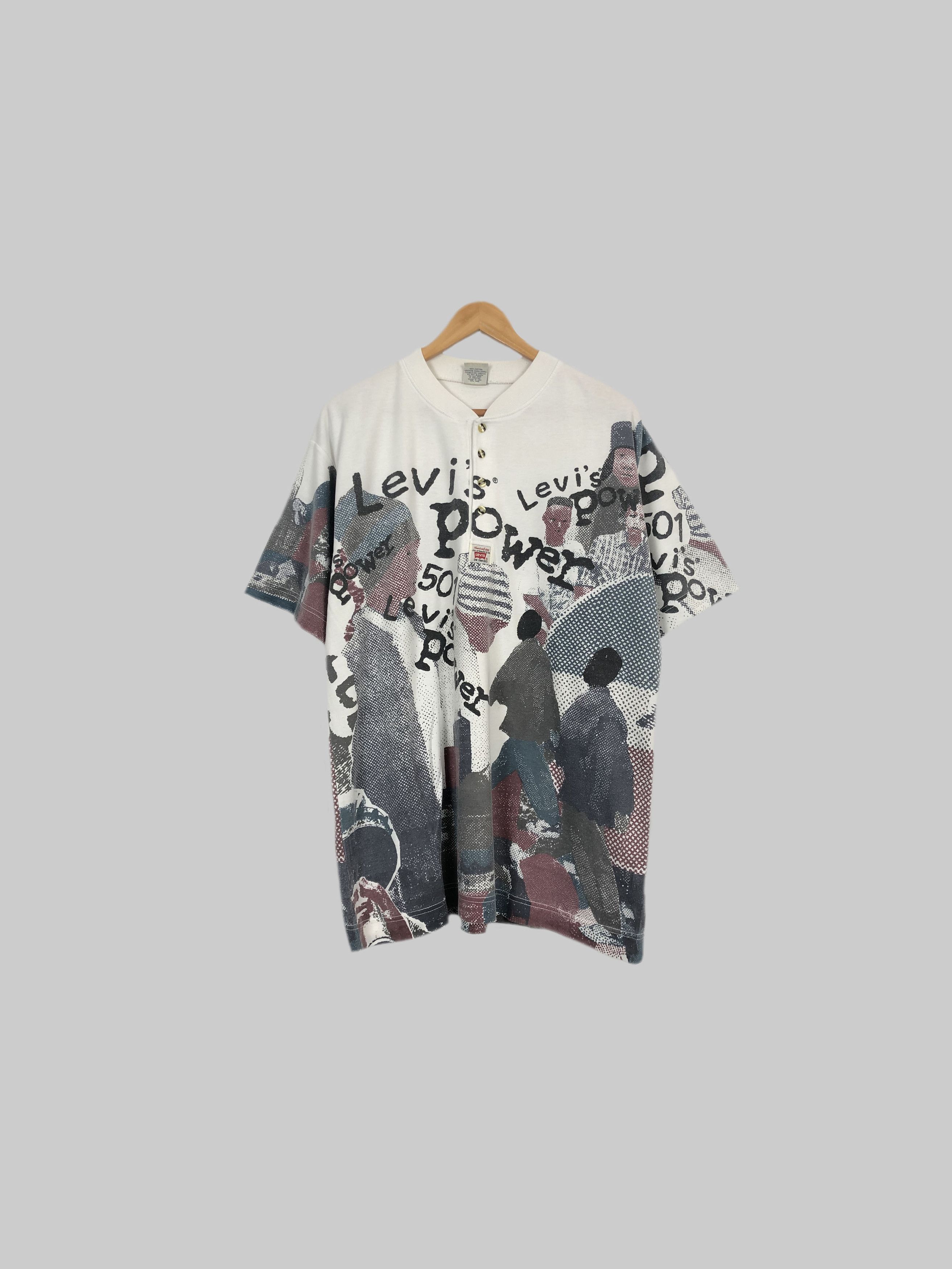 Levi's Vintage 90s Levi's 501 Power Print All Over Me t-shirt Size US L / EU 52-54 / 3 - 1 Thumbnail