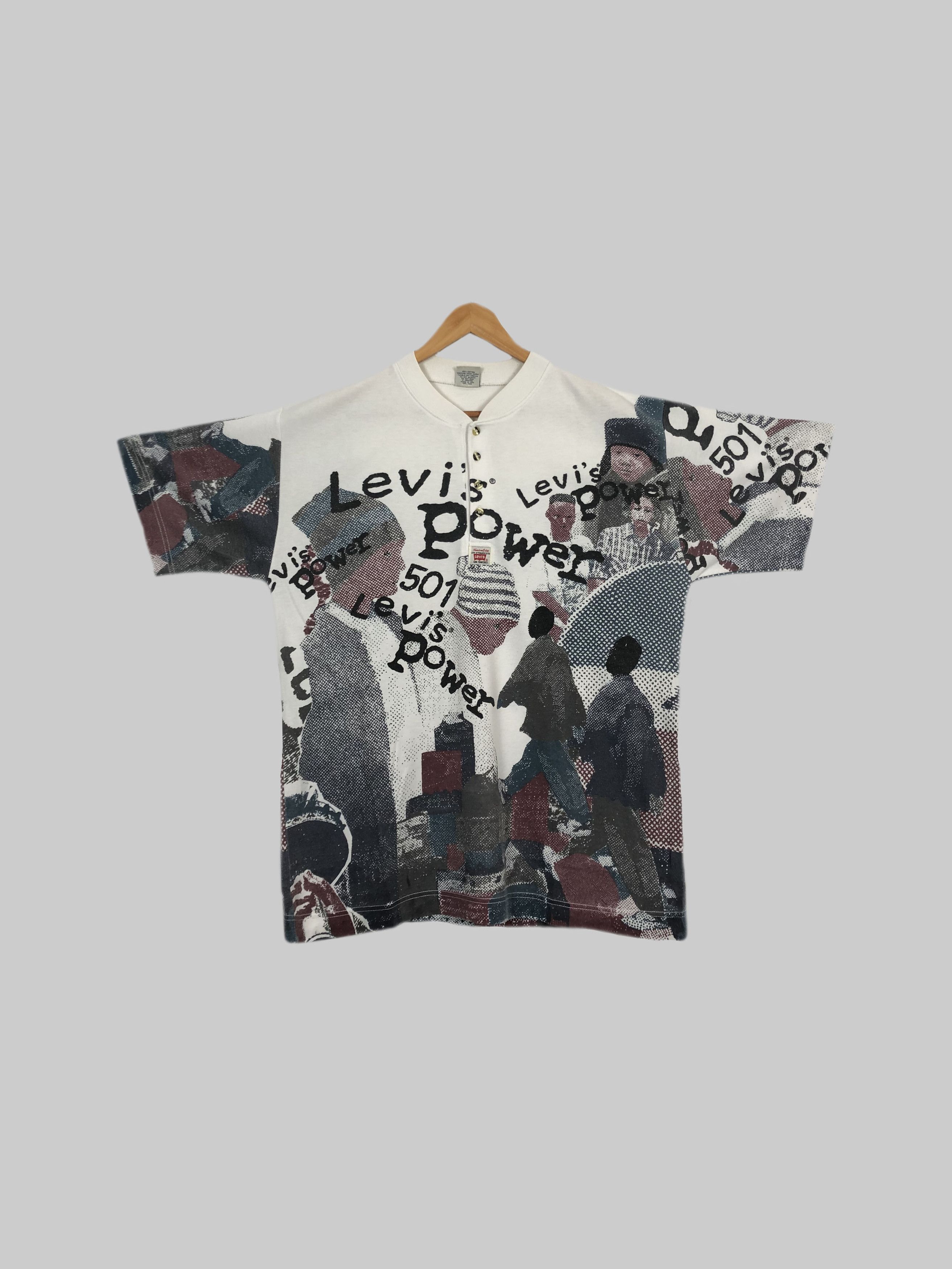 Levi's Vintage 90s Levi's 501 Power Print All Over Me t-shirt Size US L / EU 52-54 / 3 - 2 Thumbnail