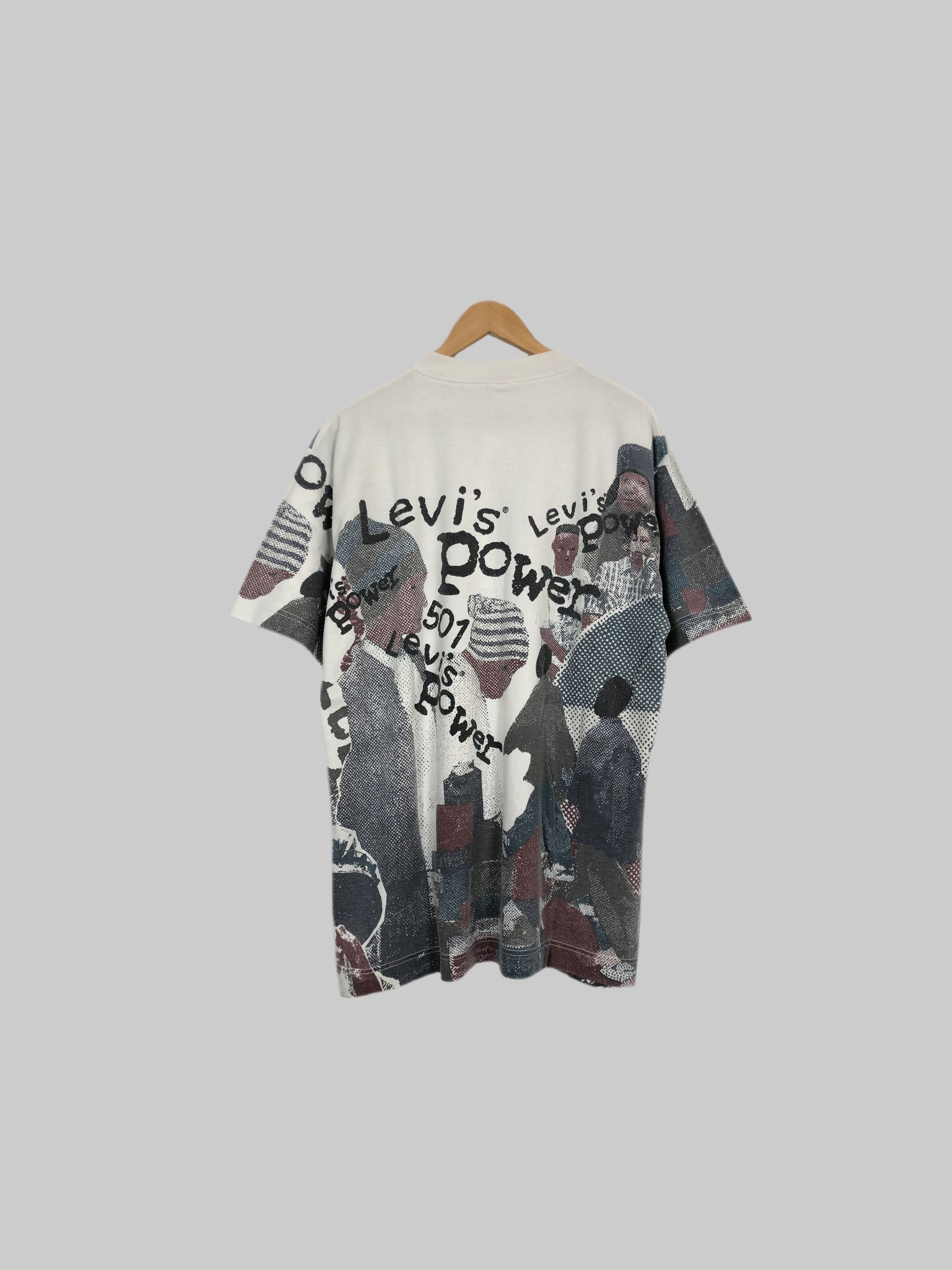 Levi's Vintage 90s Levi's 501 Power Print All Over Me t-shirt Size US L / EU 52-54 / 3 - 3 Thumbnail