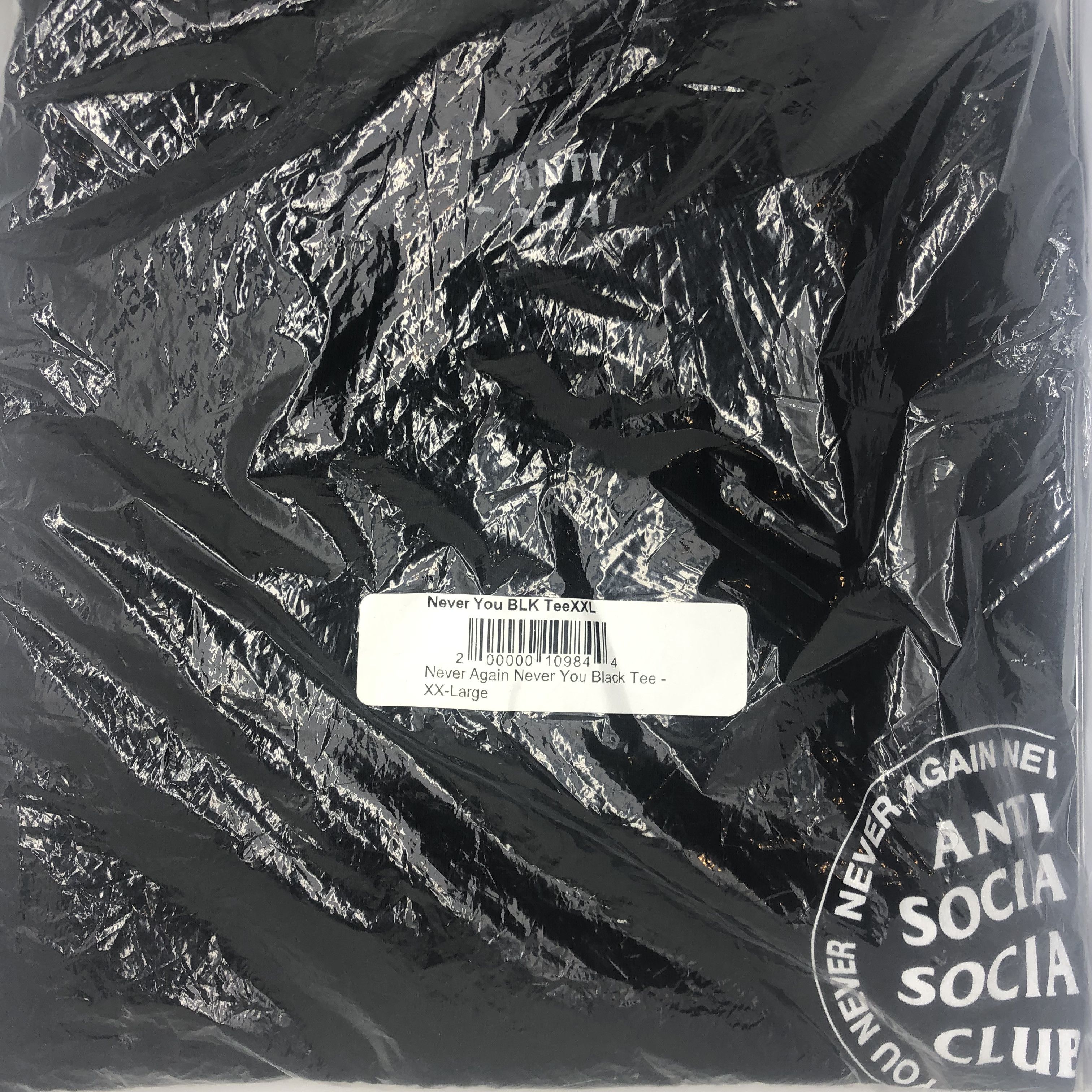 Anti Social Social Club DS White ASSC Never Again Never You Black Tee FTP BAPE KITH Size US XXL / EU 58 / 5 - 2 Thumbnail