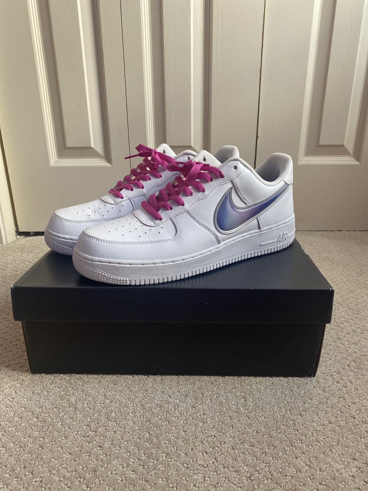 Nike Nike AF1 Oversized Swoosh White/Razor Blue | Grailed
