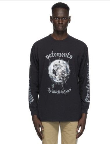 image of Vetements 2020Aw Motorhead 'the World Is Yours' Long sleeve Crewneck Tee in Black (Size Large)