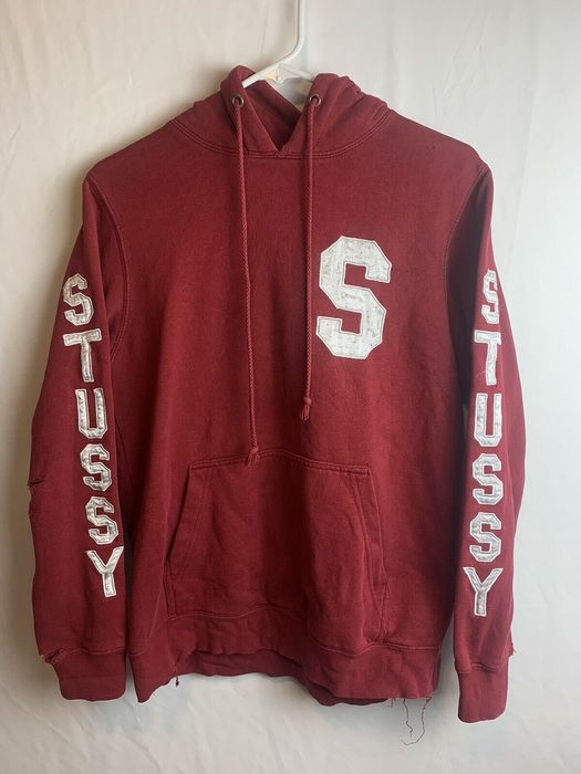 Stussy discount burgundy hoodie