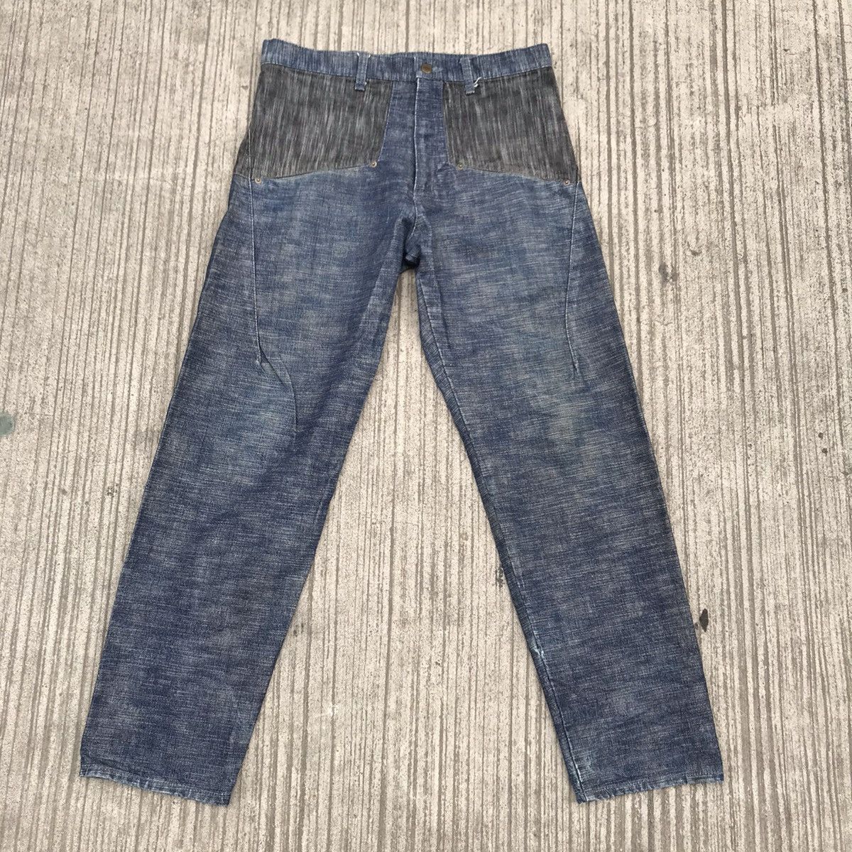 Japanese Brand RCKSDSGN Two Tone Denim Loose Jeans Size US 34 / EU 50 - 24 Thumbnail