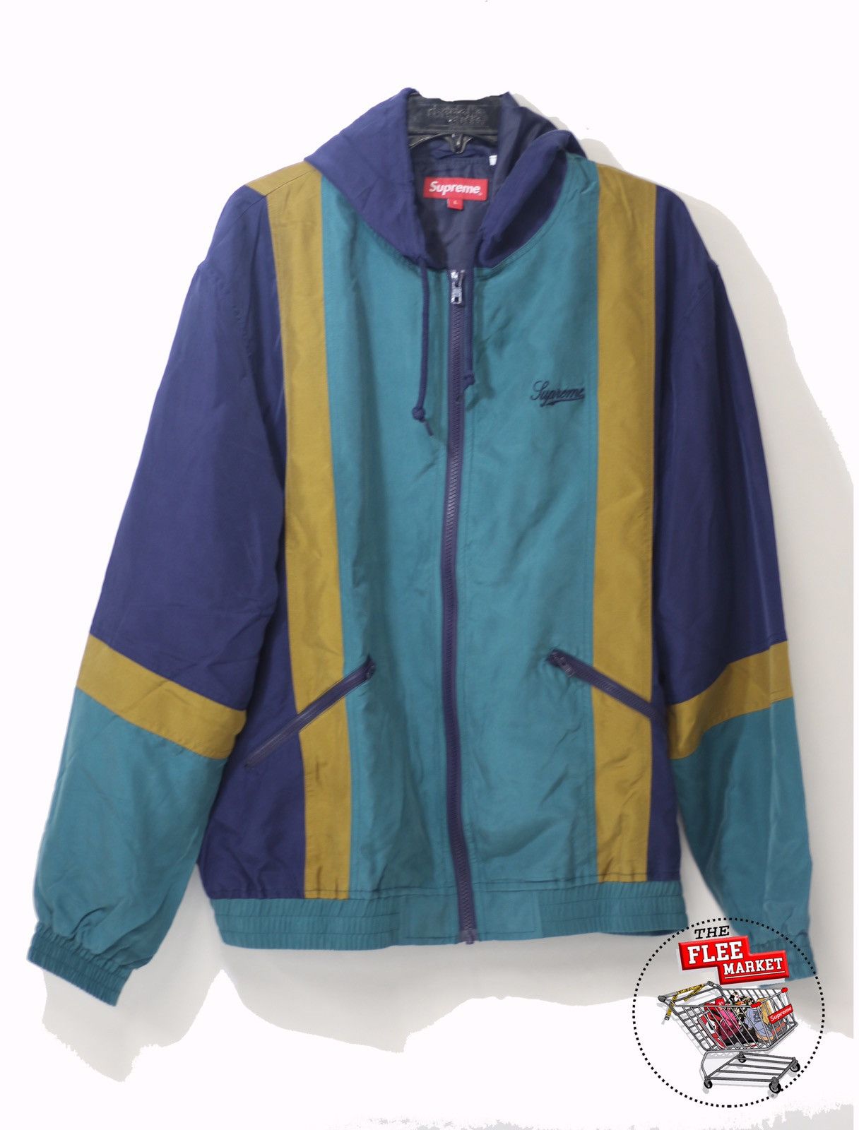 image of Supreme Silk Hooded Jacket in Blue, Men's (Size Large)