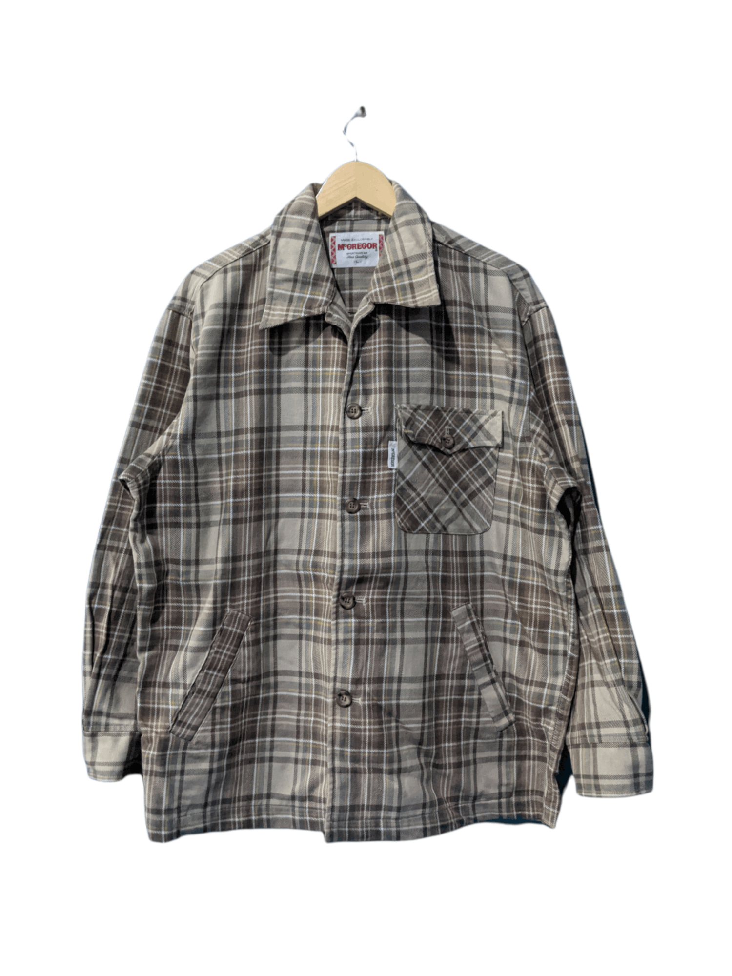 image of Flannel Button Up Shirts By Mcgregor Oversized Shirt in Brown, Men's (Size 2XL)