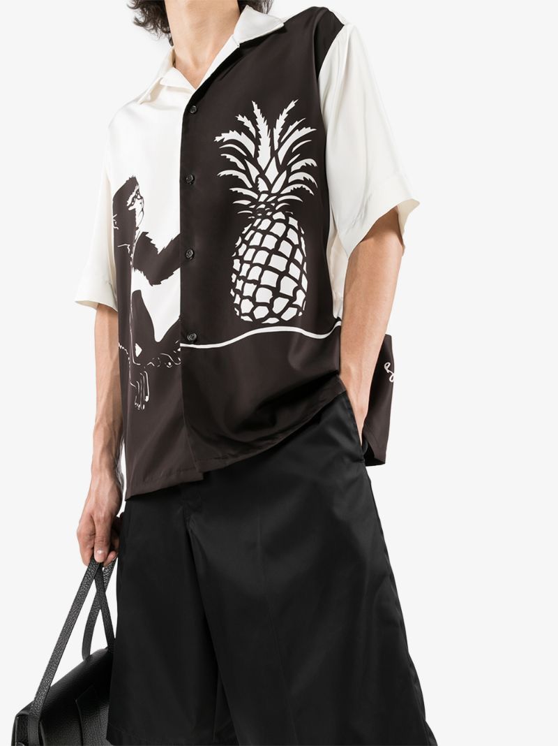 Bottega Veneta Bottega Veneta - RARE SS20 Monkey & Pineapple Shirt - Brown Size US S / EU 44-46 / 1 - 2 Thumbnail