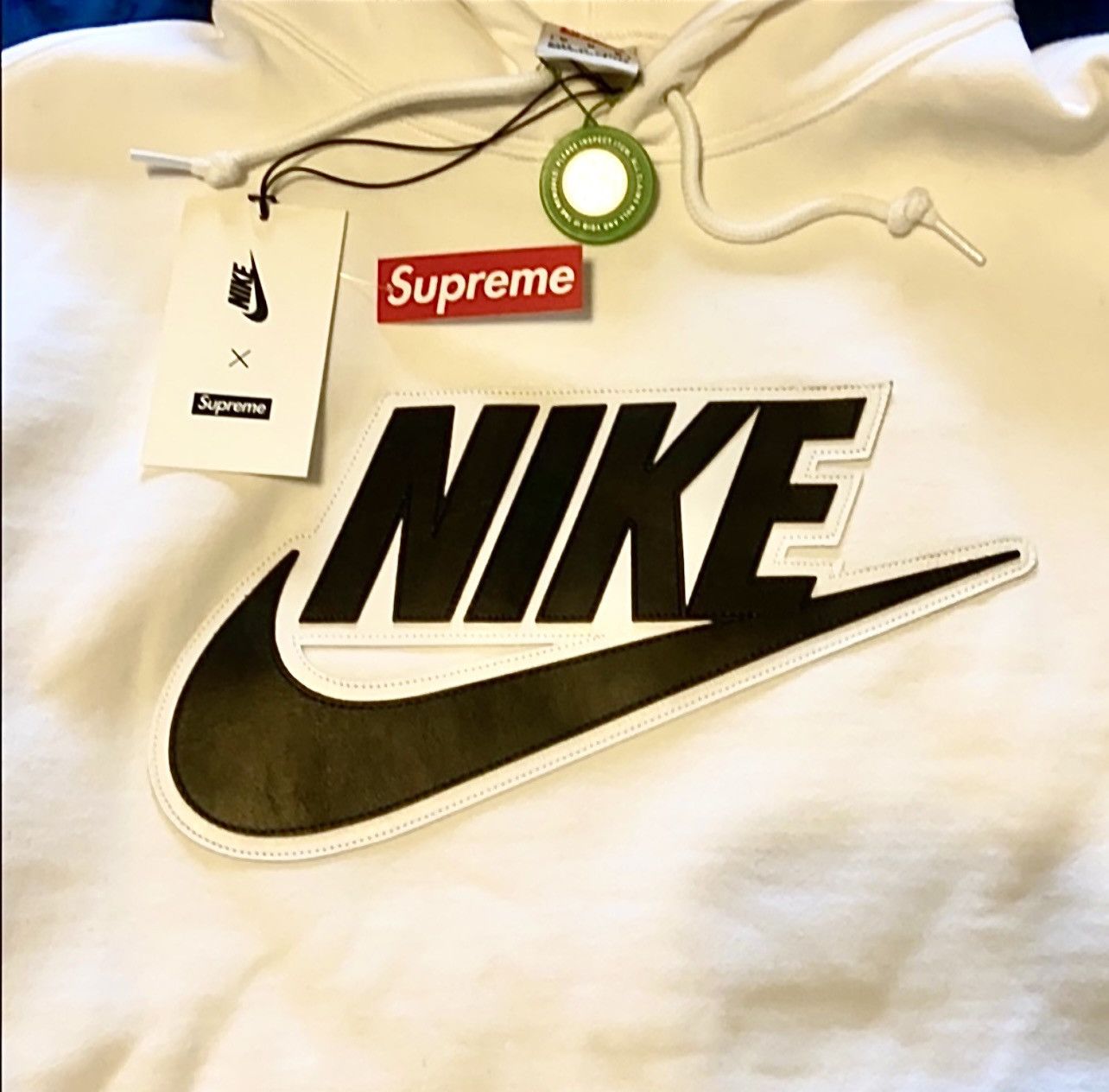 Authentic Supreme Nike Leather Applique outlet Hooded Sweatshirt