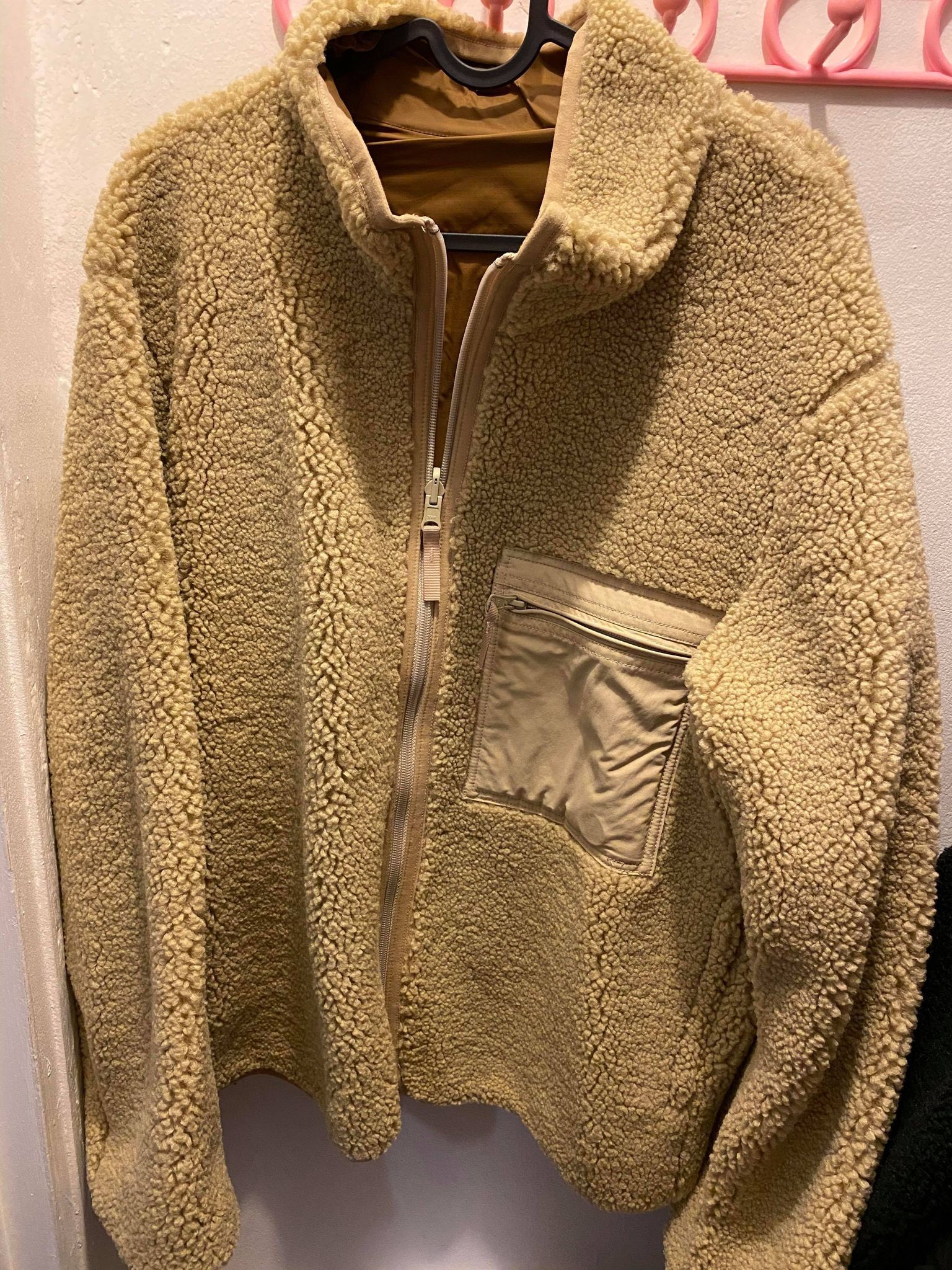 MEN Uniqlo U Pile Lined Fleece Reversible Jacket beige