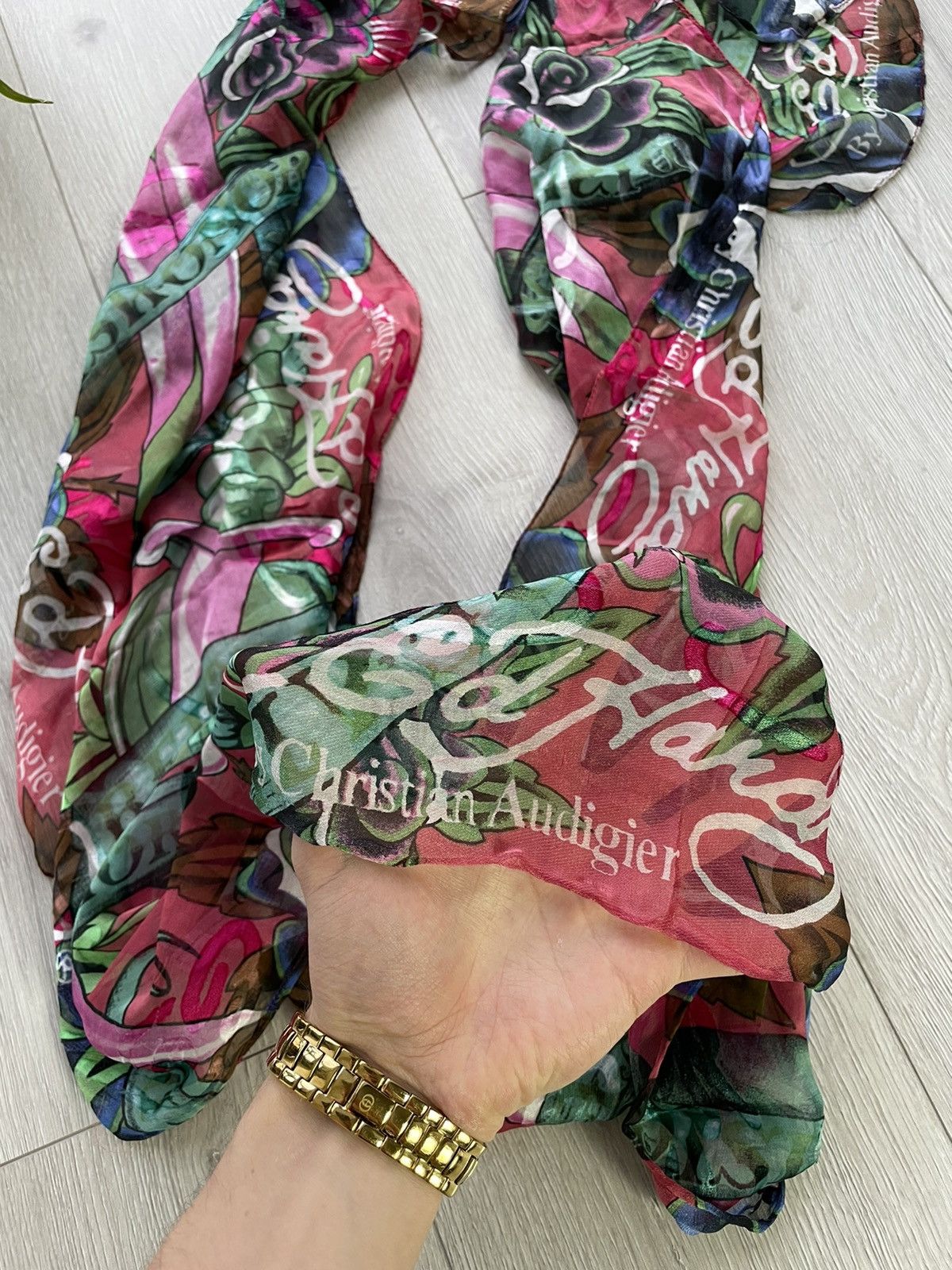 Christian Audigier × Ed Hardy × Vintage Ed Hardy Light Silk Mesh Scarf Size ONE SIZE - 2 Thumbnail