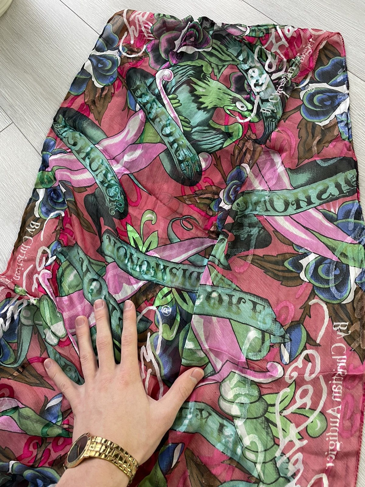Christian Audigier × Ed Hardy × Vintage Ed Hardy Light Silk Mesh Scarf Size ONE SIZE - 6 Thumbnail