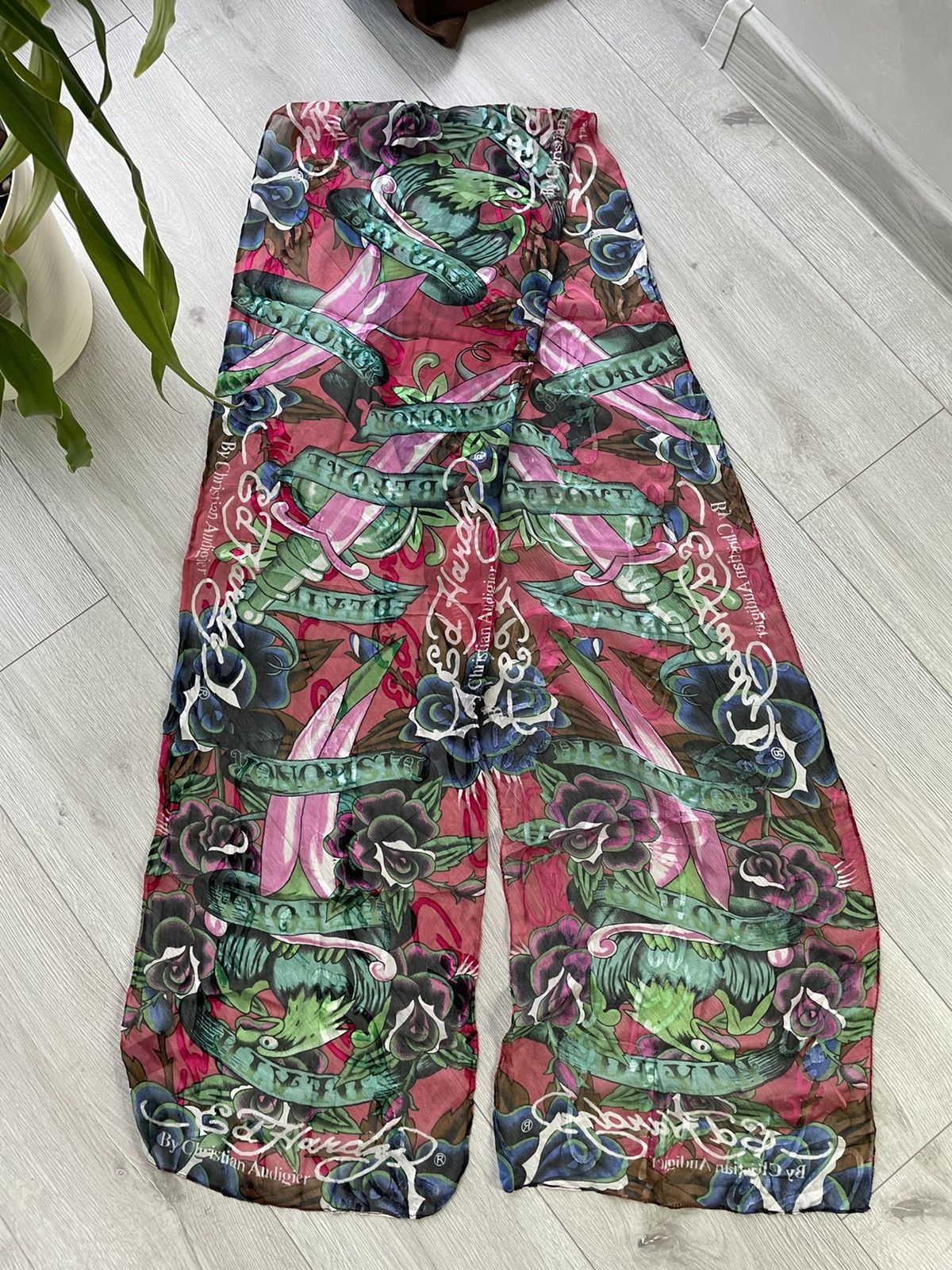 Christian Audigier × Ed Hardy × Vintage Ed Hardy Light Silk Mesh Scarf Size ONE SIZE - 1 Thumbnail