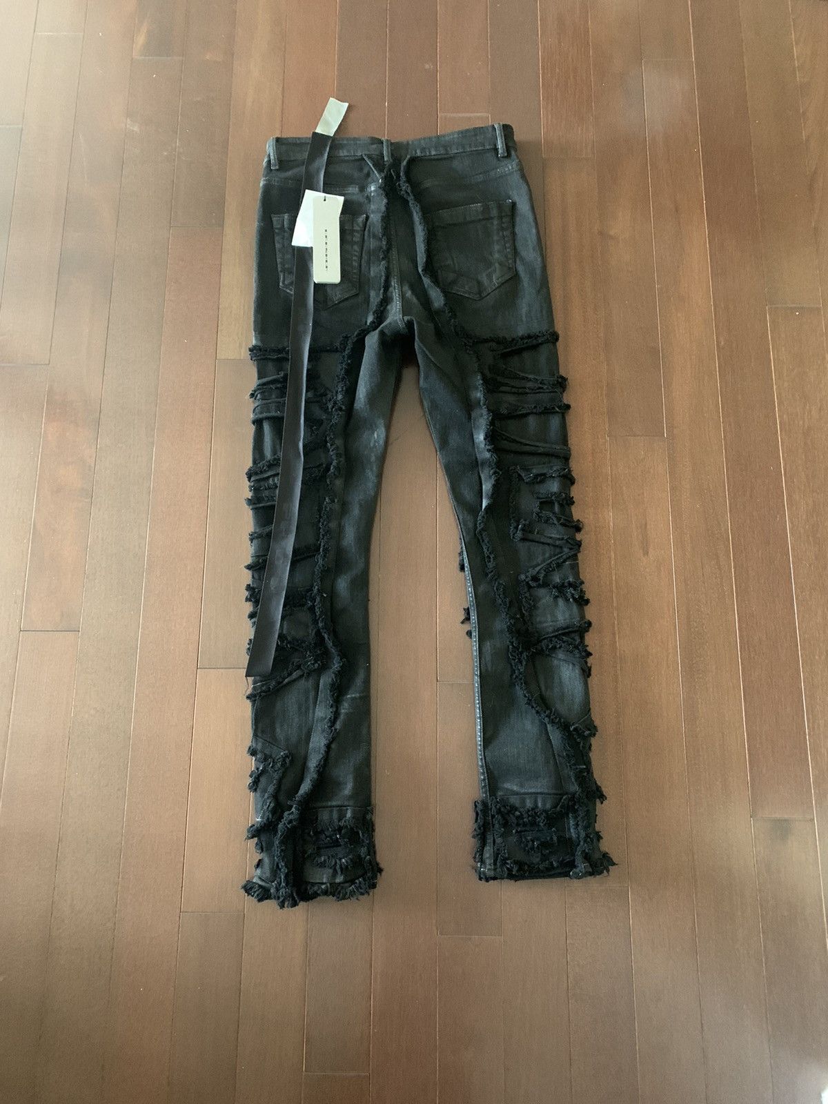 Rick Owens Drkshdw FW21 Waxed Distressed Detroit cut denim